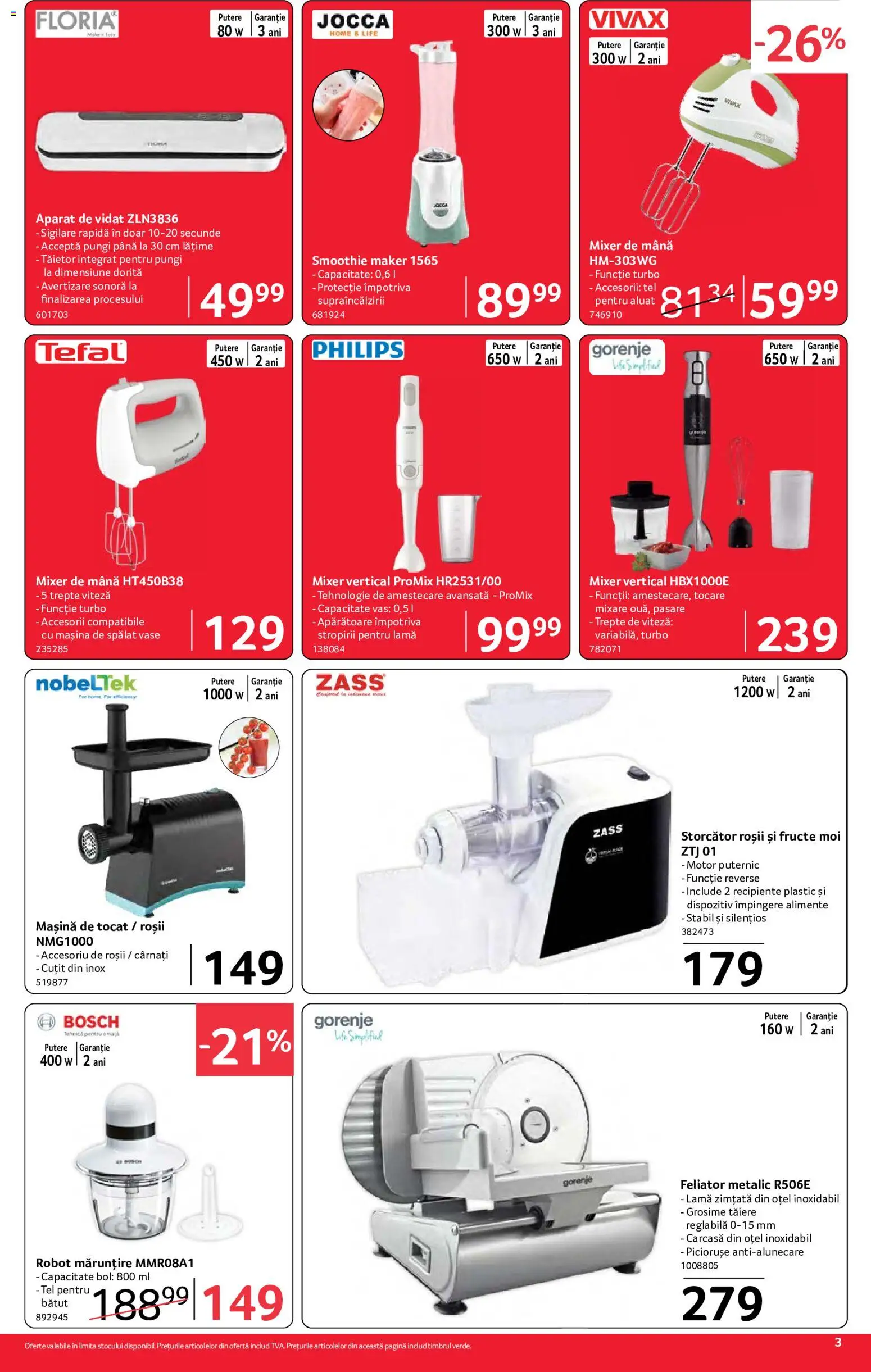 Noul catalog Selgros – valabil de la 04.09.2026 | Pagină: 3 | Produse: Mașină de tocat, Mașină De Spălat Vase, Mixer, Smoothie