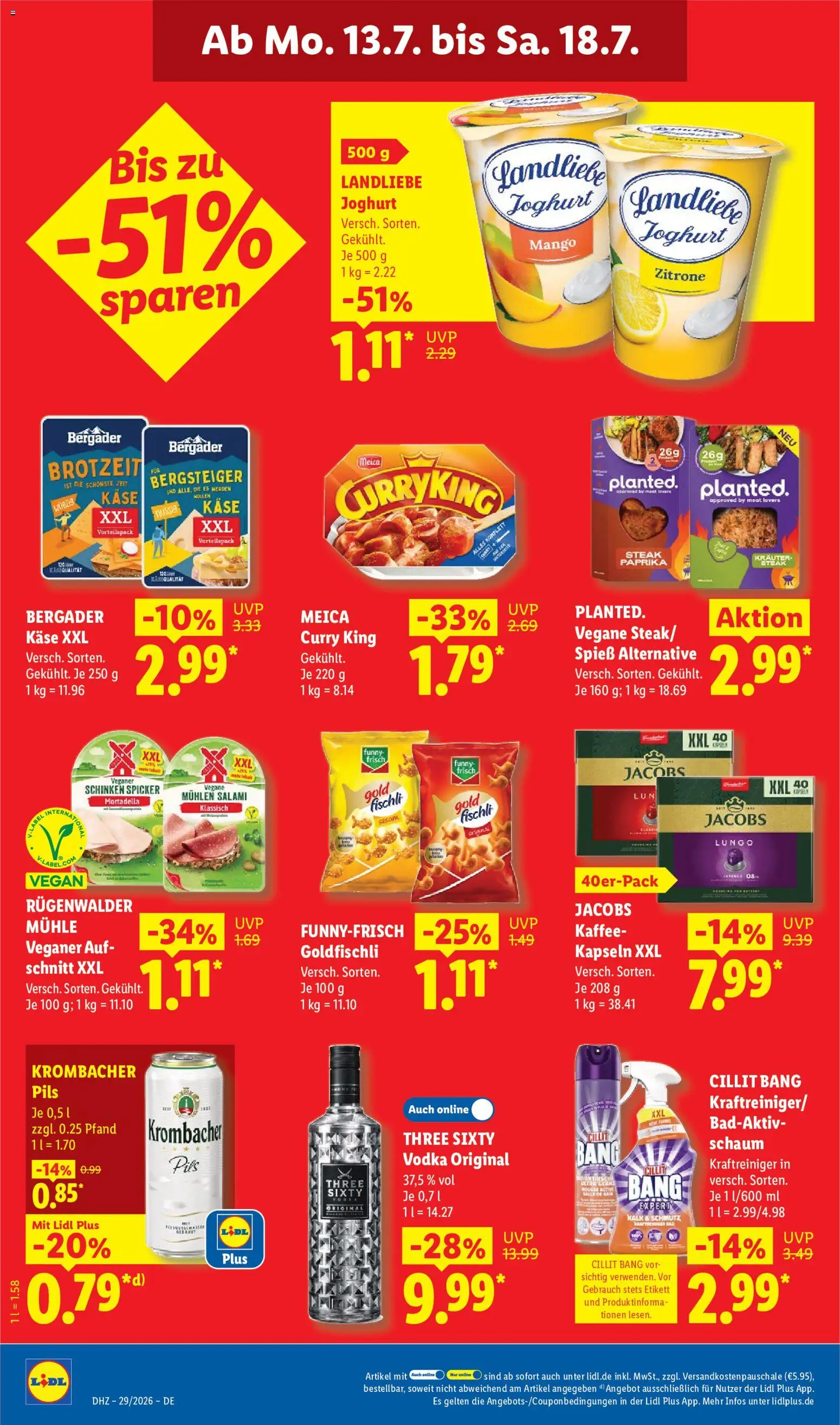 Lidl Německo leták od 13.07.2026 | Strana: 22 | Produkty: Vodka, Steak, Jacobs, Kaše