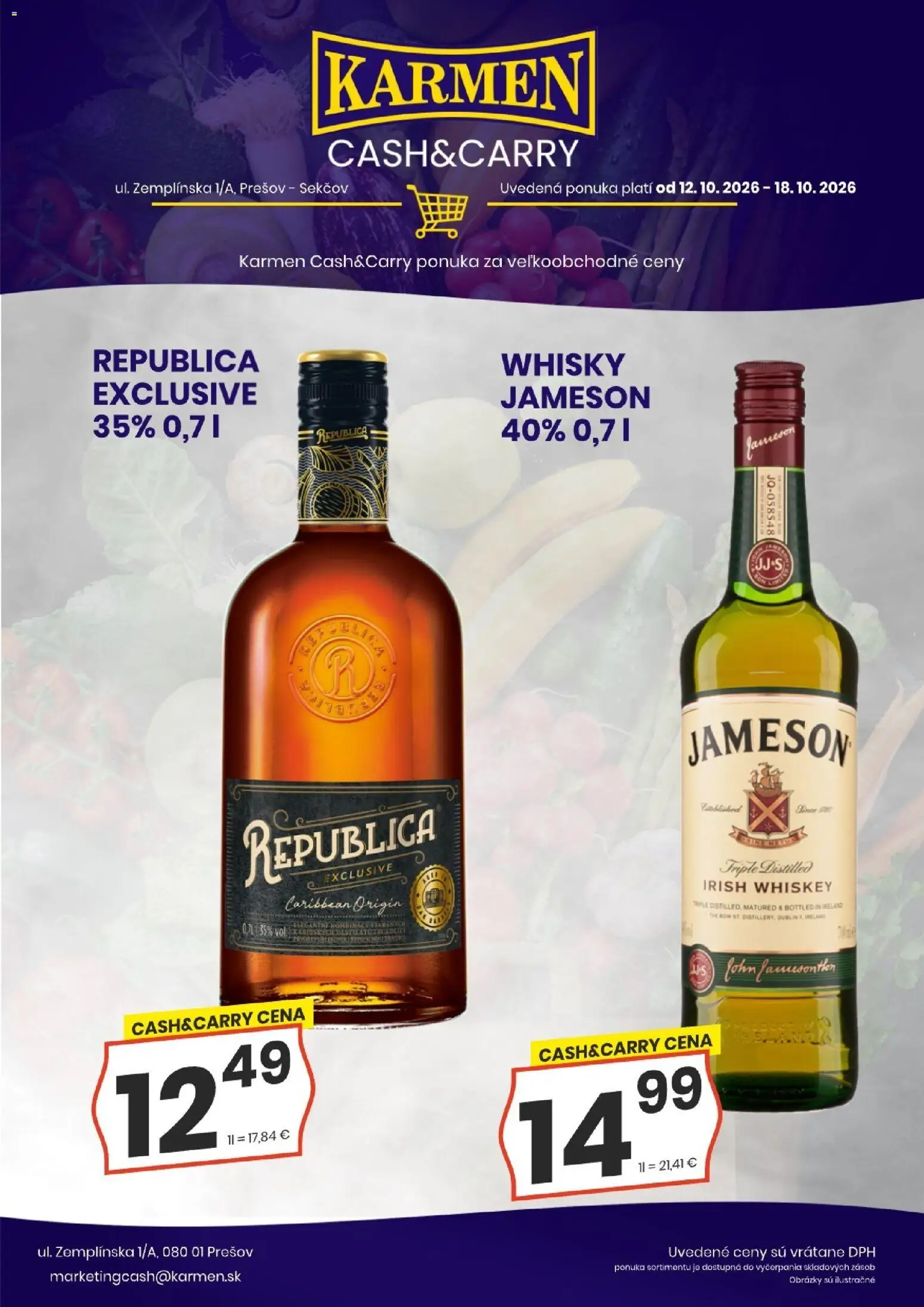 Nové KARMEN CBA akcie – leták je platný od 12.10.2026 | Strana: 1 | Produkty: Jameson, Jamieson, Republica, Whisky