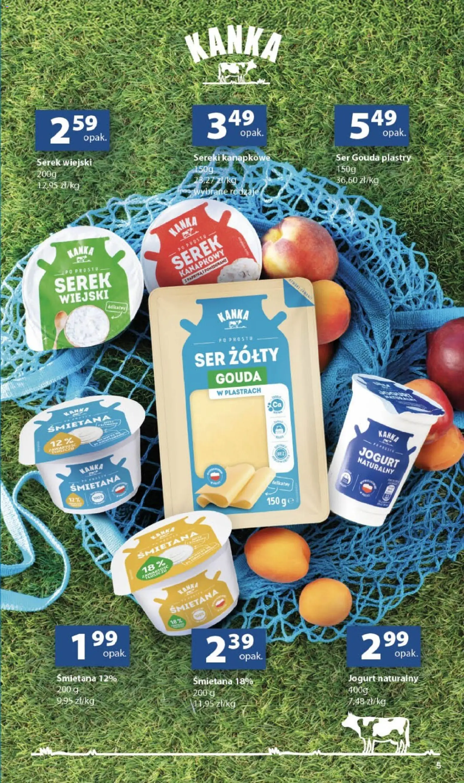 Delikatesy Centrum gazetka od 30.07.2026 | Strona: 5 | Produkty: Ser żółty, Jogurt naturalny, Serek wiejski, Jogurt