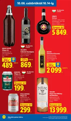 ARGUS SILVER Világos sör, Alkoholtartalom: 4%, +50 Ft visszaváltási díj, 0,5 l; 1 l = 245 Ft - amely érvényes a következő dátumtól: 2026.10.08. | Oldal: 14