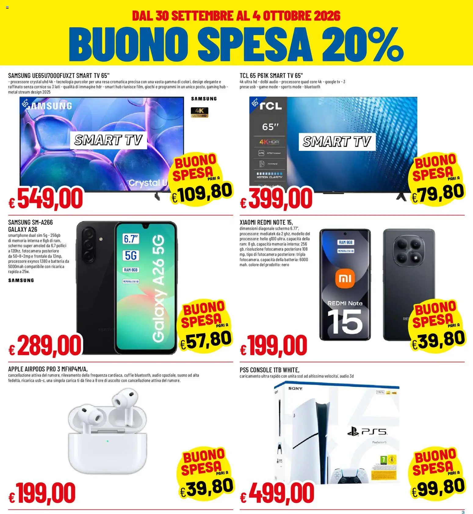 Volantino Galassia del 30/09/2026 | Pagina: 3 | Prodotti: Smartphone, Audio, Airpods, Samsung
