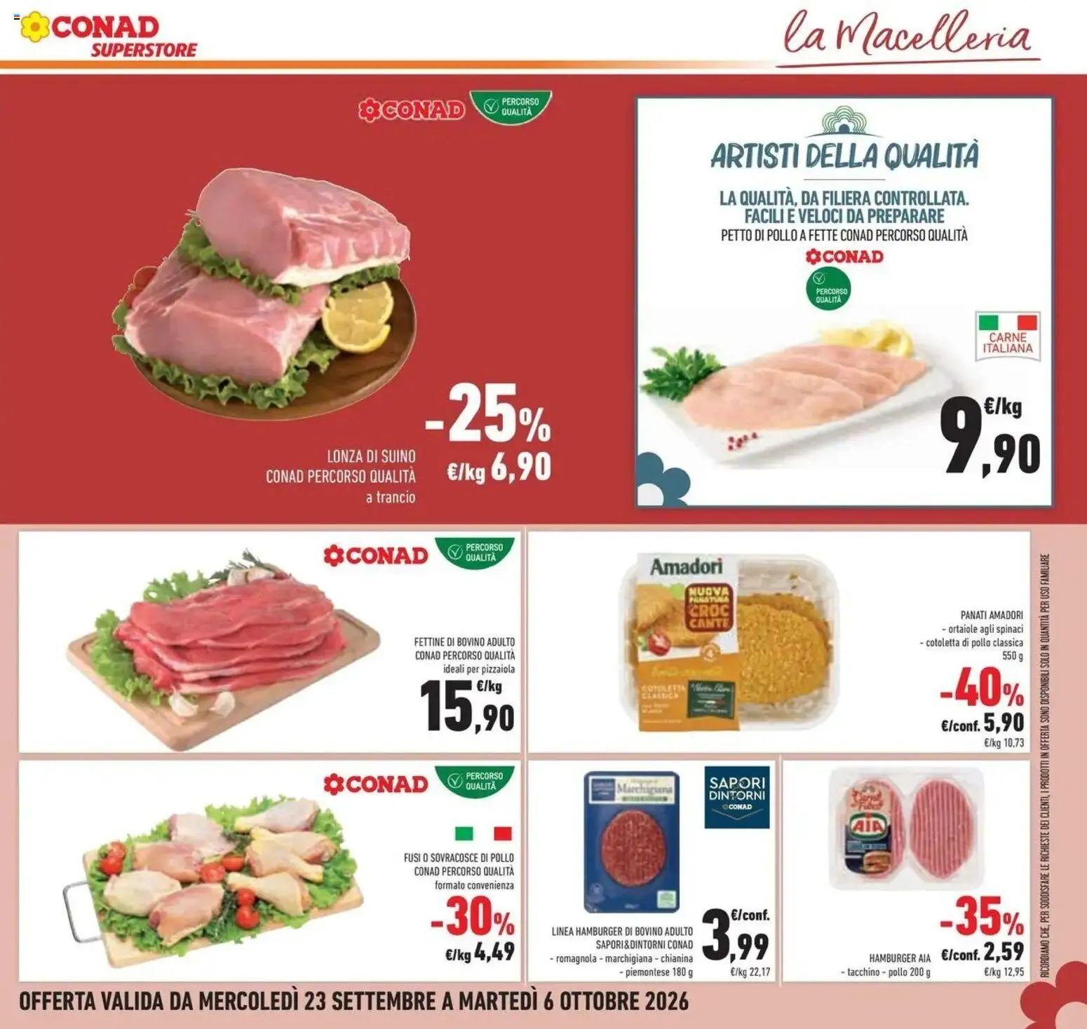 Anteprima volantino Conad dal 23/09/2026 prossima settimana | Pagina: 19 | Prodotti: Petto di Pollo, Tacchino, Spinaci, Carne
