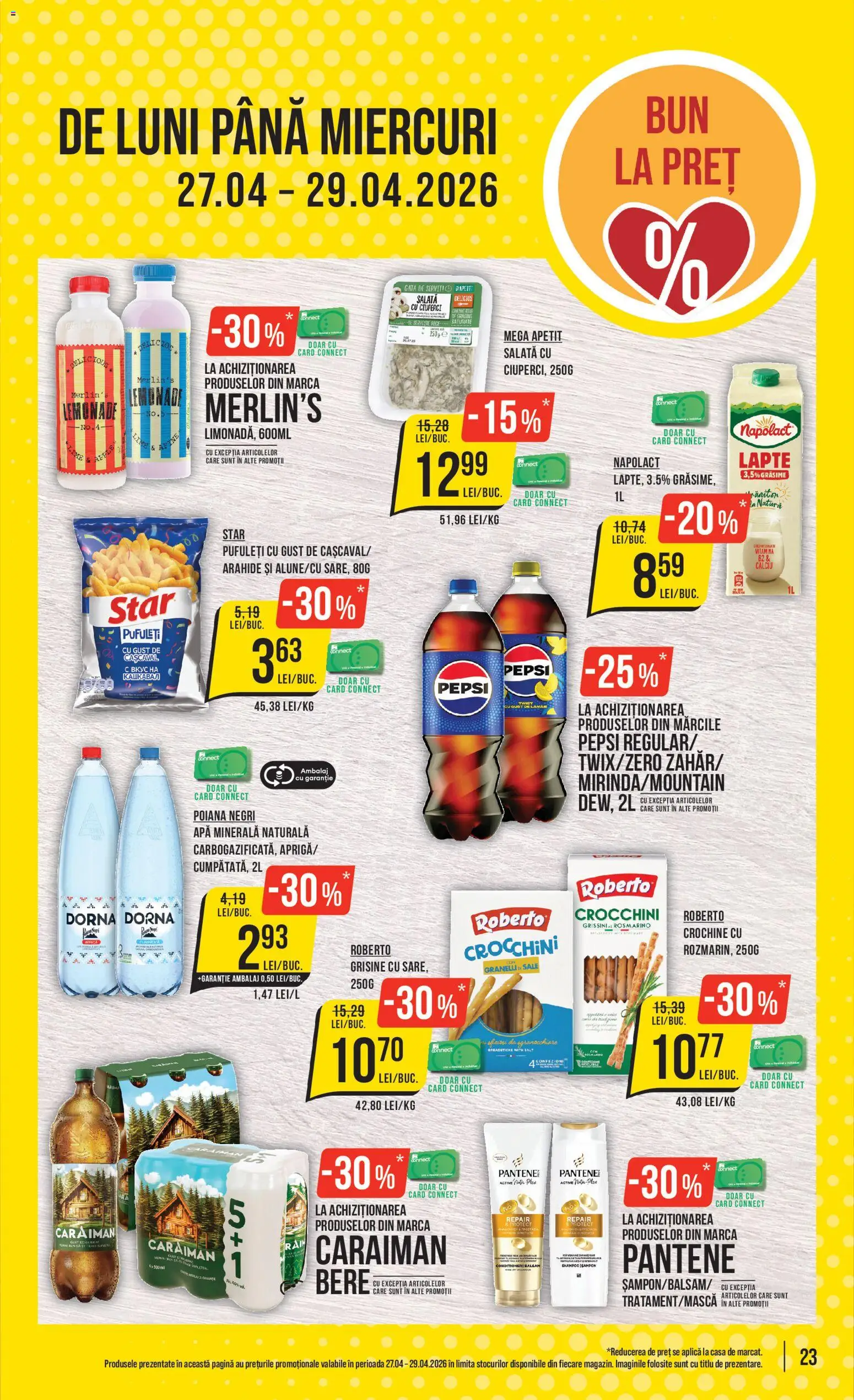 Noul catalog Mega Image – valabil de la 23.04.2026 | Pagină: 23 | Produse: Yazı tahtası kalemi, Ciuperci, Balsam, Salată