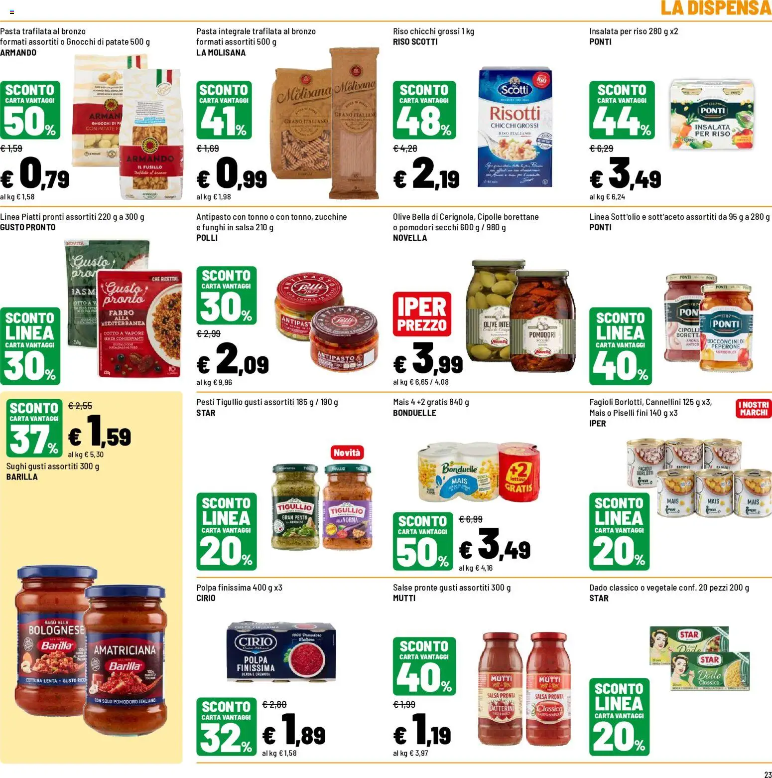 Volantino Iper del 19/08/2026 | Pagina: 23 | Prodotti: Pasta, Ragú, Salse, Polli
