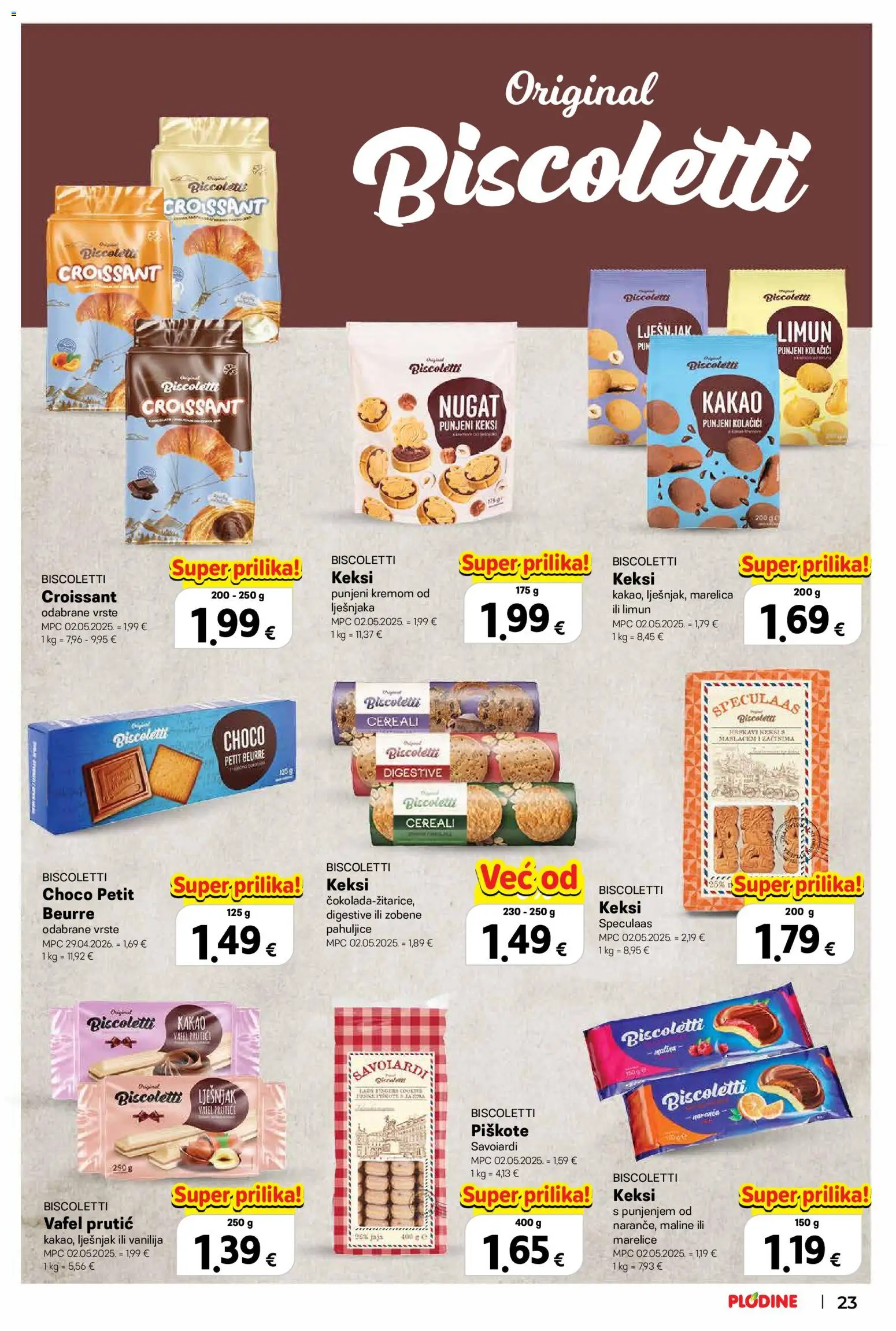 Plodine katalog | vrijedi od 22.10.2026 | Stranica: 23 | Proizvodi: Petit Beurre, Keksi, Lješnjak, Kakao