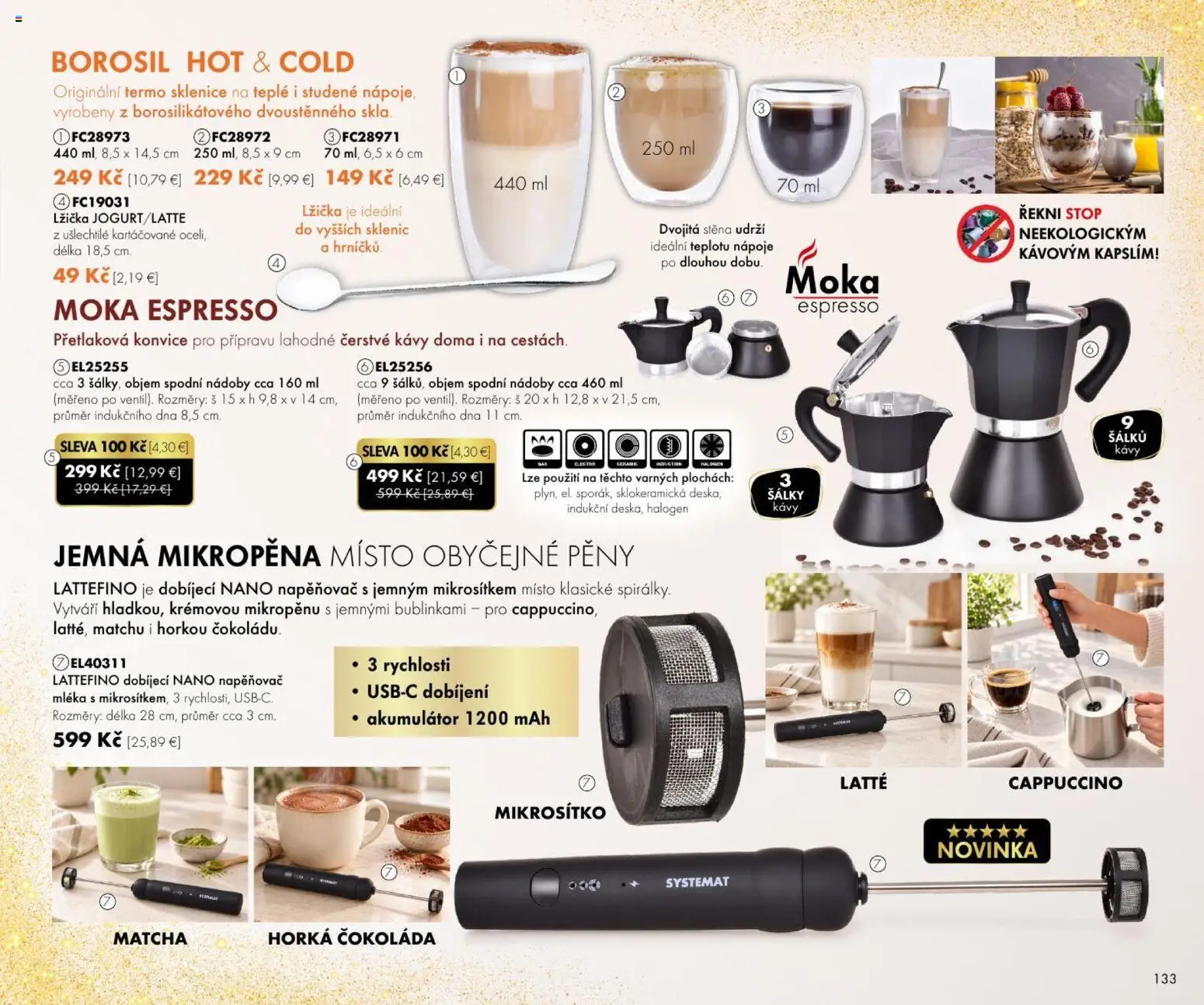 Nové Dedra akcie – leták je platný od 23.10.2026 | Strana: 33 | Produkty: Napeňovač, Akumulátor, Nápoje, Cappuccino