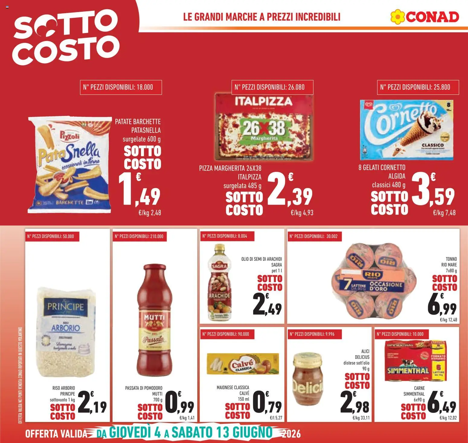 Volantino Conad del 04.06.2026 | Pagina: 6 | Prodotti: Pizza, Pomodoro, Passata di pomodoro, Mutti