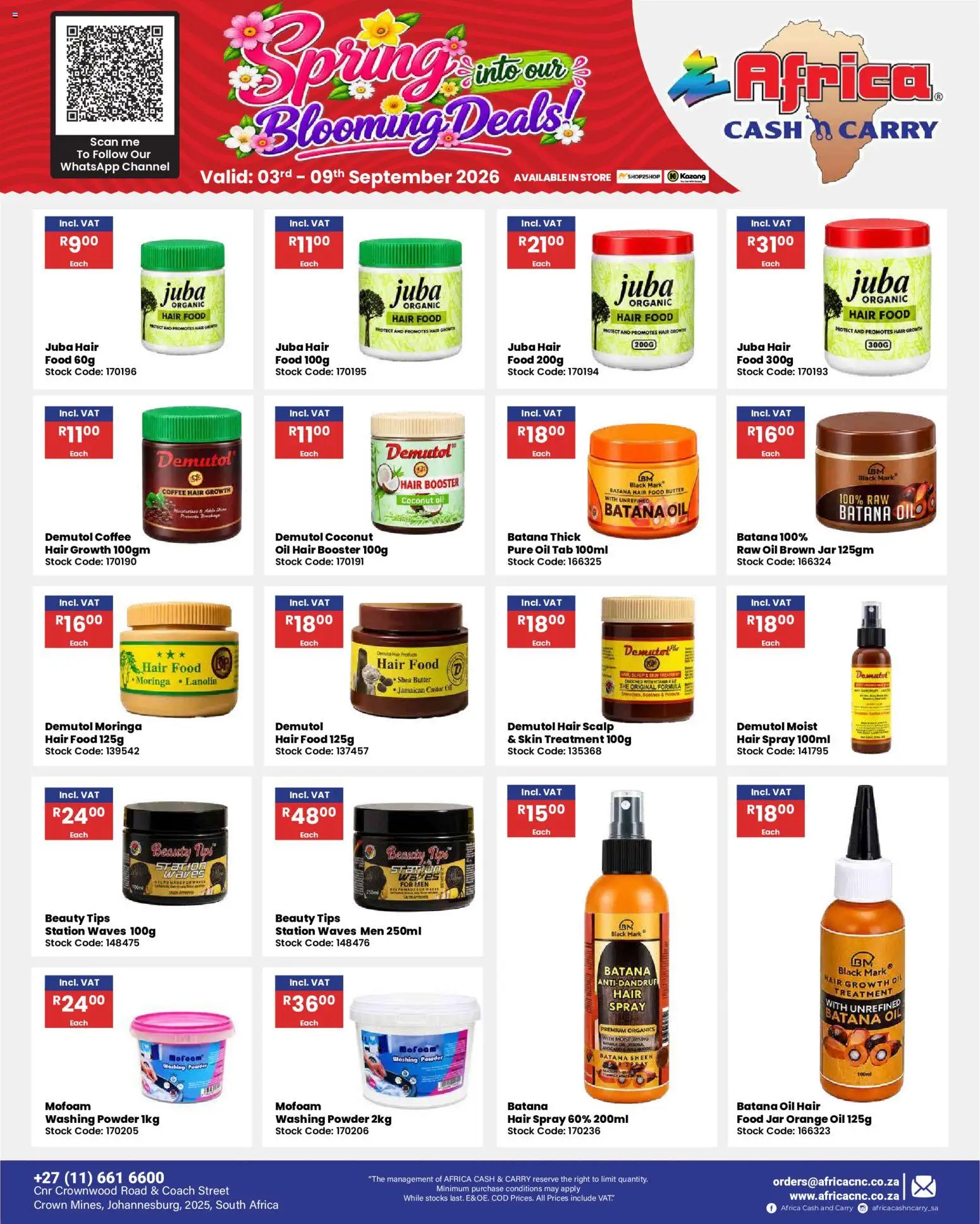 New Africa Cash & Carry catalogue – valid from 03/09/2026 | Page: 60 | Products: Coffee, Hair spray, Washing powder, Coconut oil