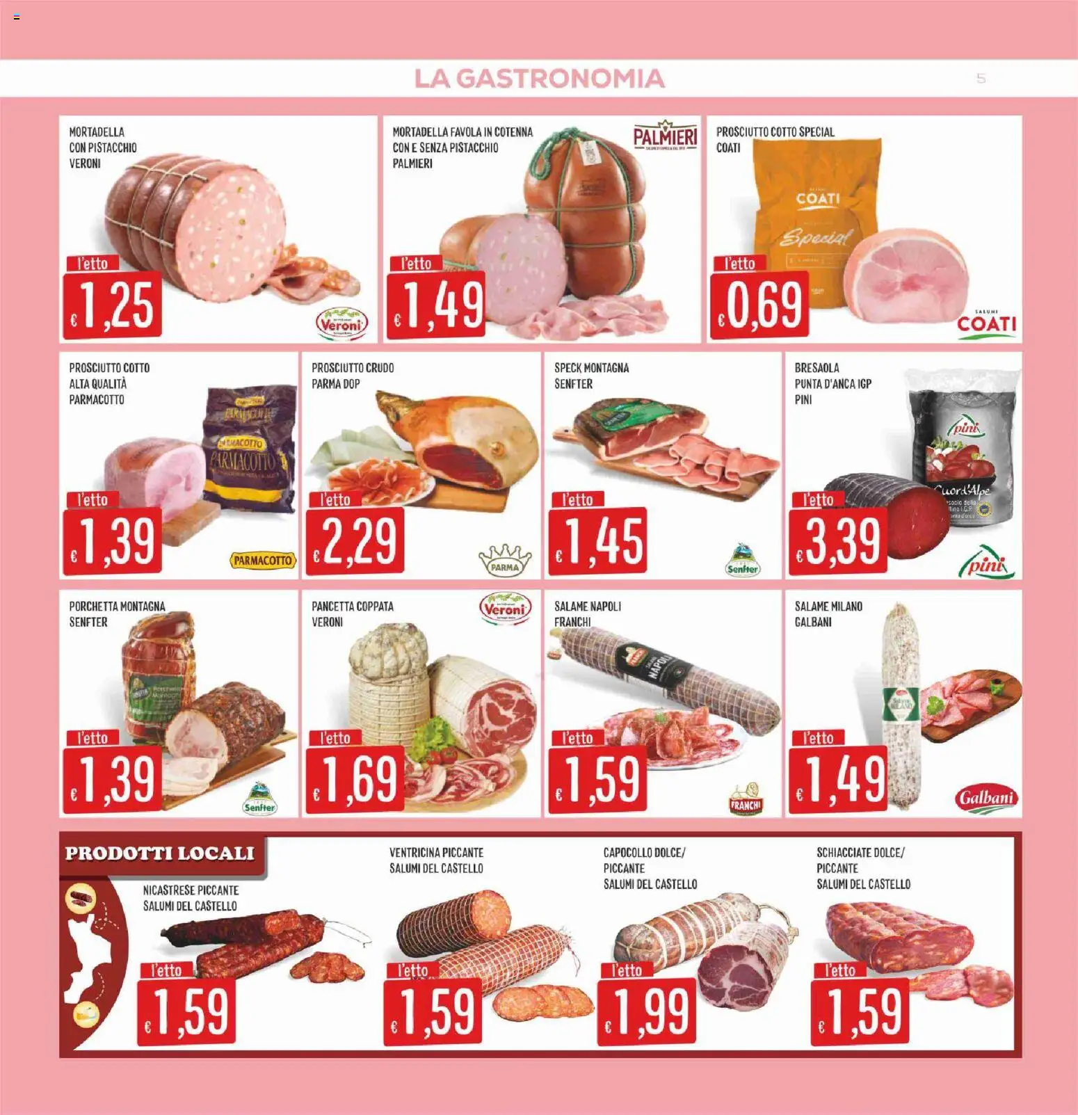 Volantino SISA del 28.05.2026 | Pagina: 5 | Prodotti: Prosciutto Cotto, Bresaola, Pancetta, Mortadella