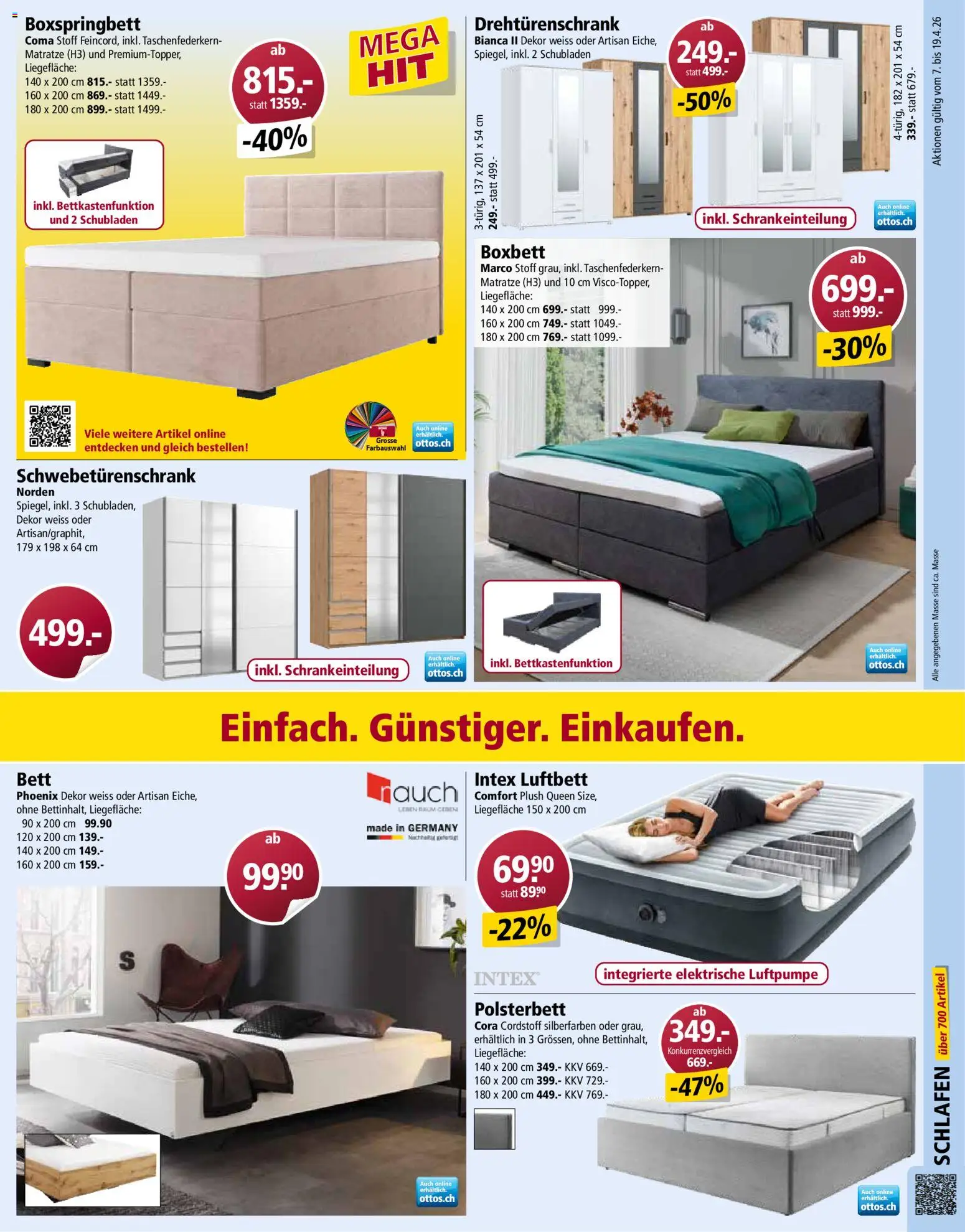 Otto's aktionen – gültig ab 07.04.2026 | Seite: 11 | Produkte: Polsterbett, Luftpumpe, Drehtürenschrank, Boxspringbett