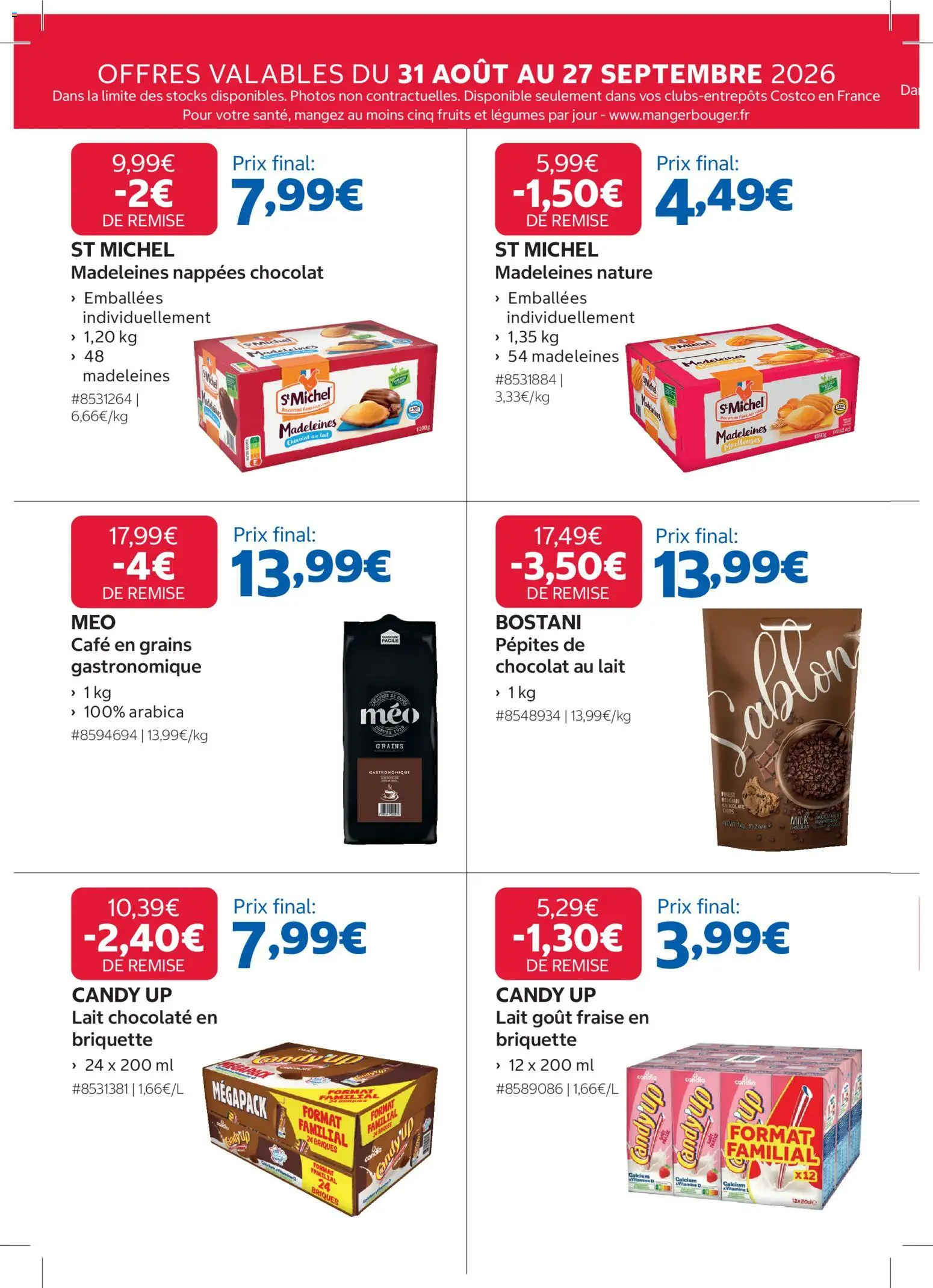 {H1} | Page: 12 | Produits: Madeleines, Briques, Chocolat, Chocolat au lait