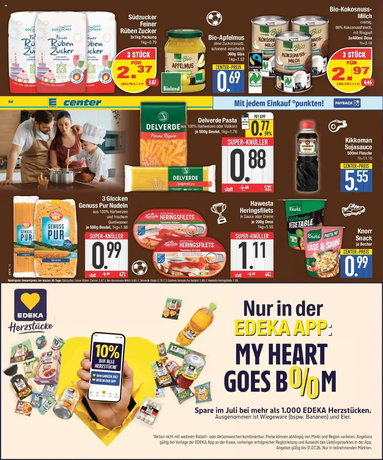 E center Prospekt Ingolstadt – gültig ab 13.07.2026 | Seite: 14 | Produkte: Käse, Knorr, Creme, Pasta
