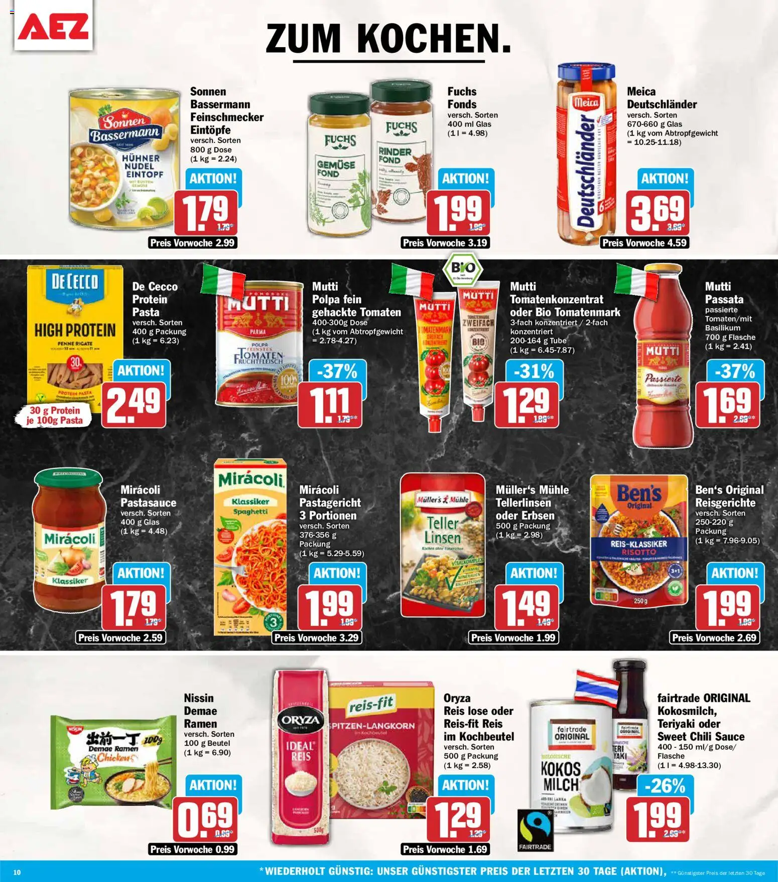 AEZ Prospekt – gültig ab 31.08.2026 | Seite: 10 | Produkte: Milch, Spaghetti, Meica, Gemüse