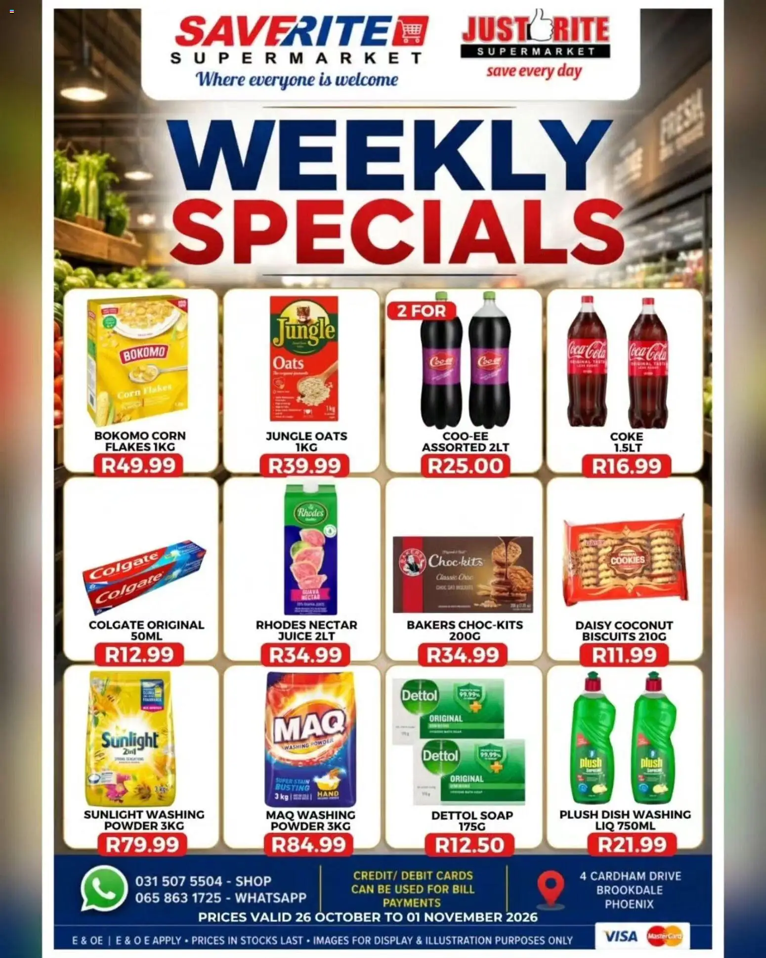 New Saverite catalogue – valid from 26/10/2026 | Page: 2 | Products: Corn, Corn flakes, Biscuits, Juice