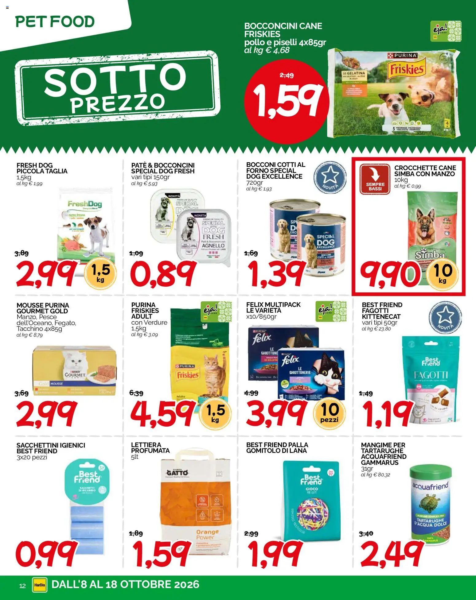 Volantino HarDis del 08/10/2026 | Pagina: 12 | Prodotti: Manzo, Tacchino, Crocchette cane, Carne