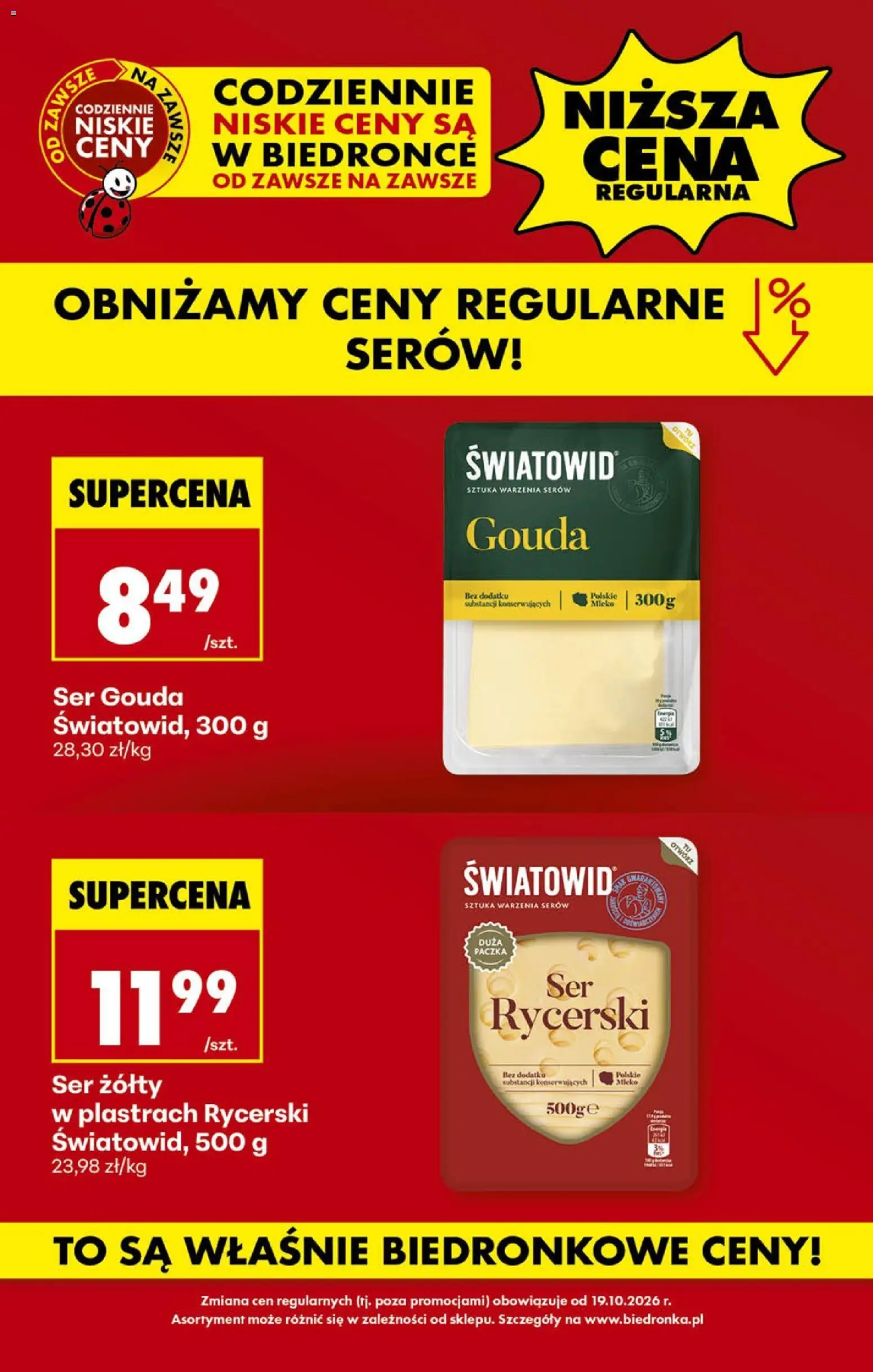 Biedronka Polsko leták - Codziennie niskie ceny - Sery od 19.10.2026 | Strana: 1 | Produkty: Gouda