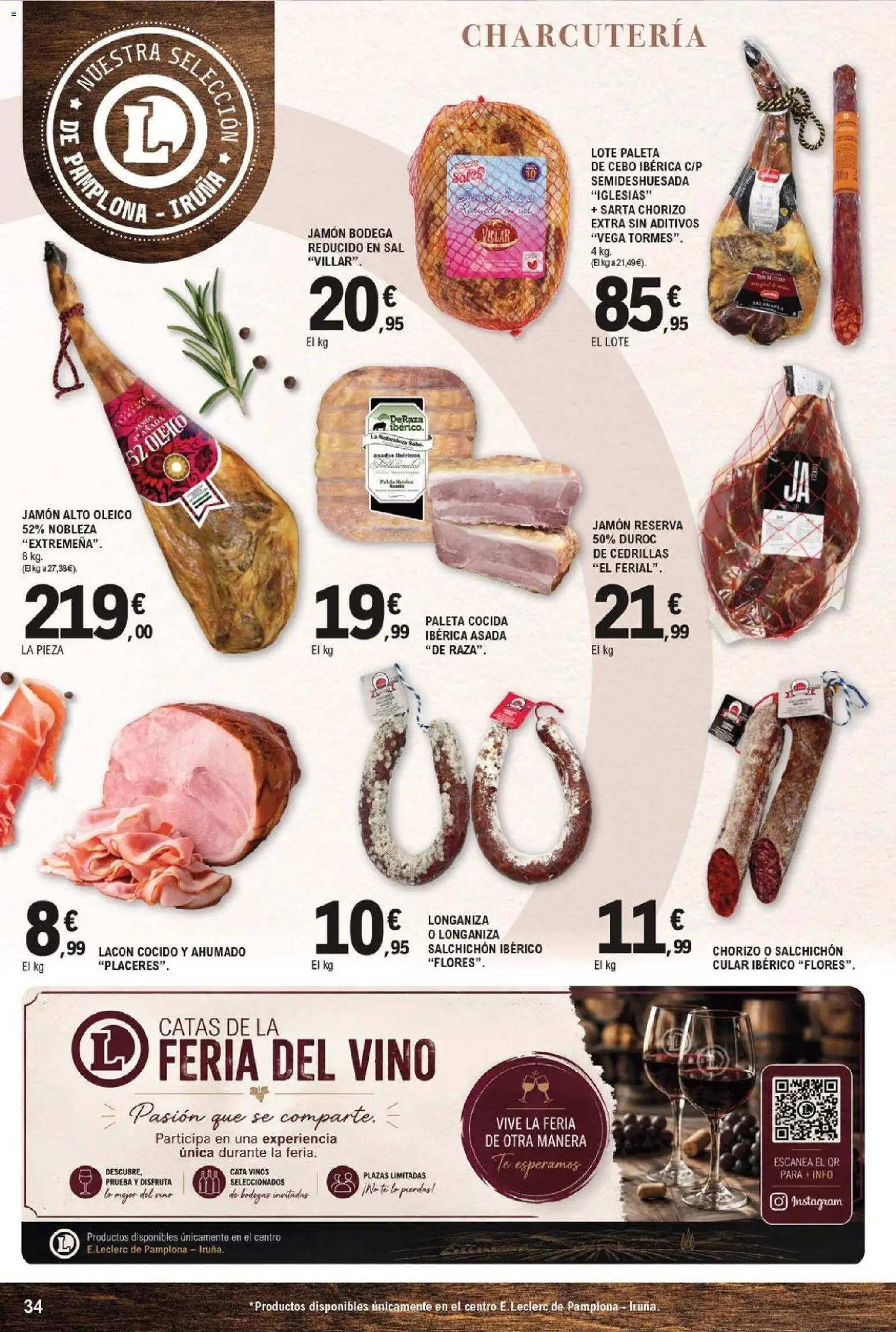 E.Leclerc - Pamplona │ válido desde el 30/09/2026 | Página: 34 | Productos: Jamón, Vino, Longaniza, Sal