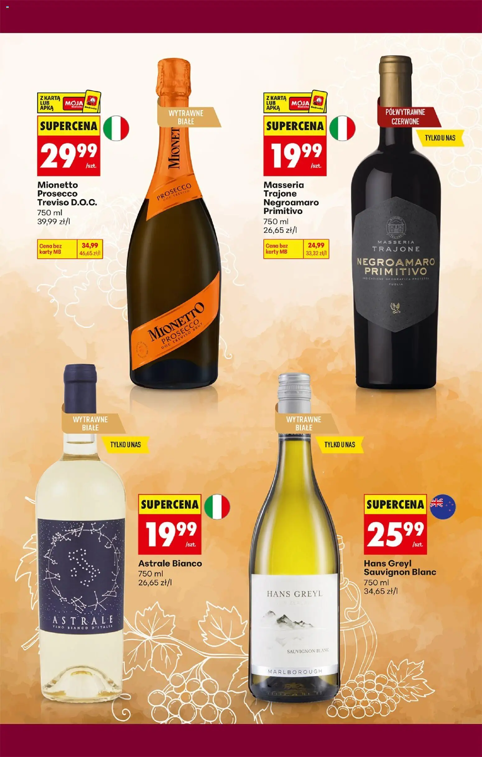 Biedronka gazetka - Czas na toast od 21.09.2026 | Strona: 2 | Produkty: Karta, Mionetto prosecco, Sauvignon Blanc, Prosecco