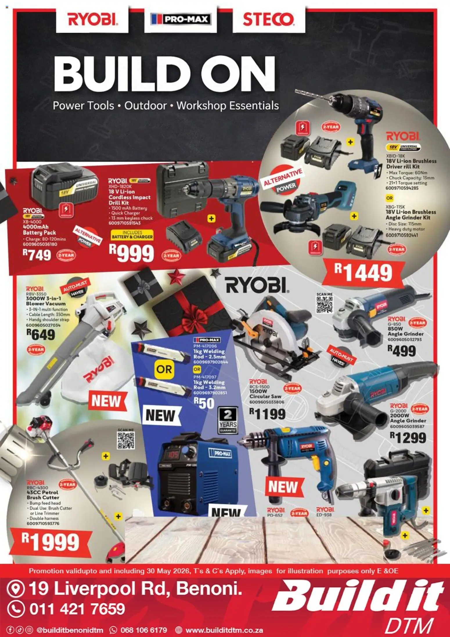 New Build It catalogue – valid from 01.05.2026 | Page: 1 | Products: Cable, Cutter, Charger, Brush