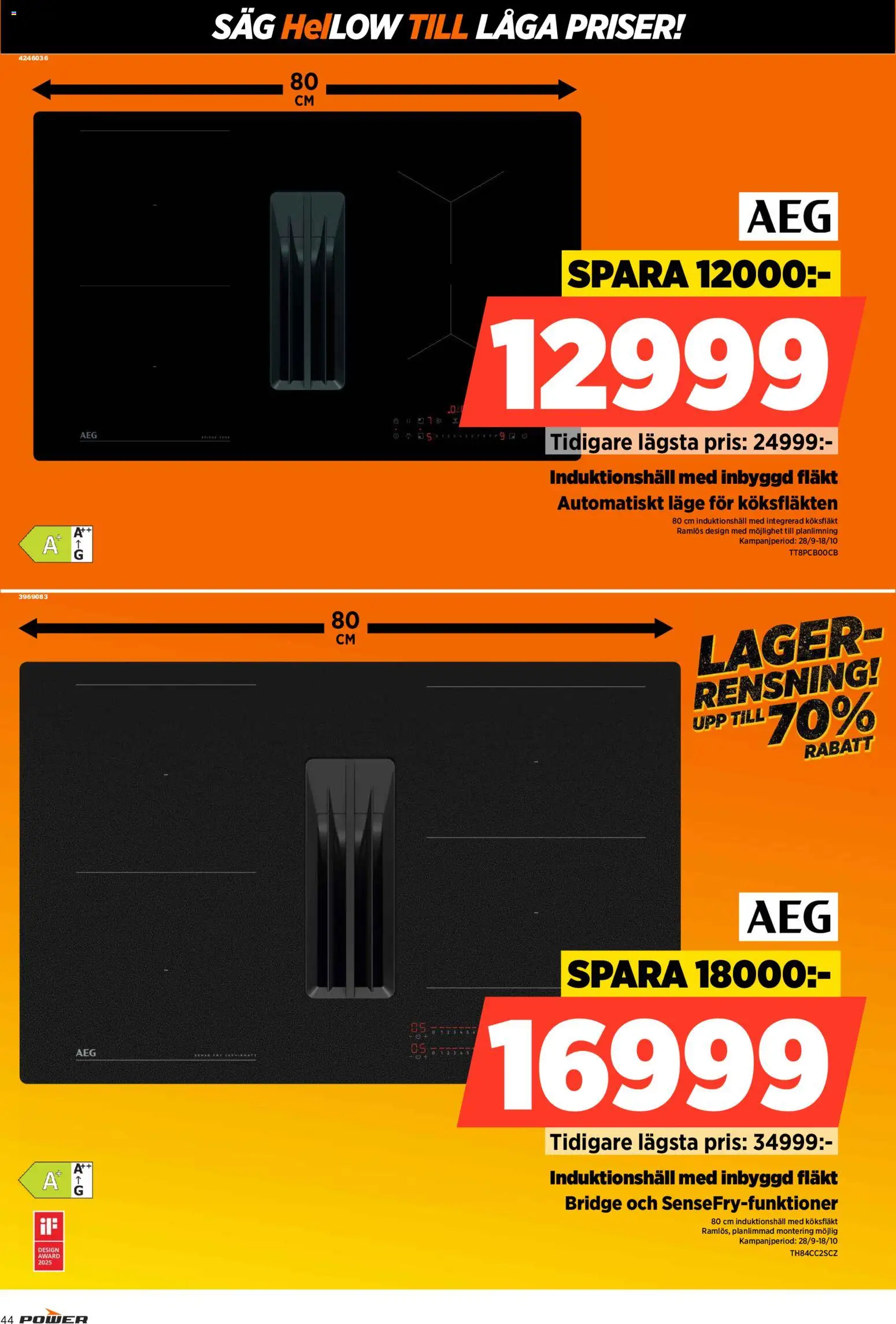 Power reklamblad aktuell från 28/09/2026 | Sida: 44 | Produkter: Köksfläkt, Fläkt, Såg, Induktionshäll