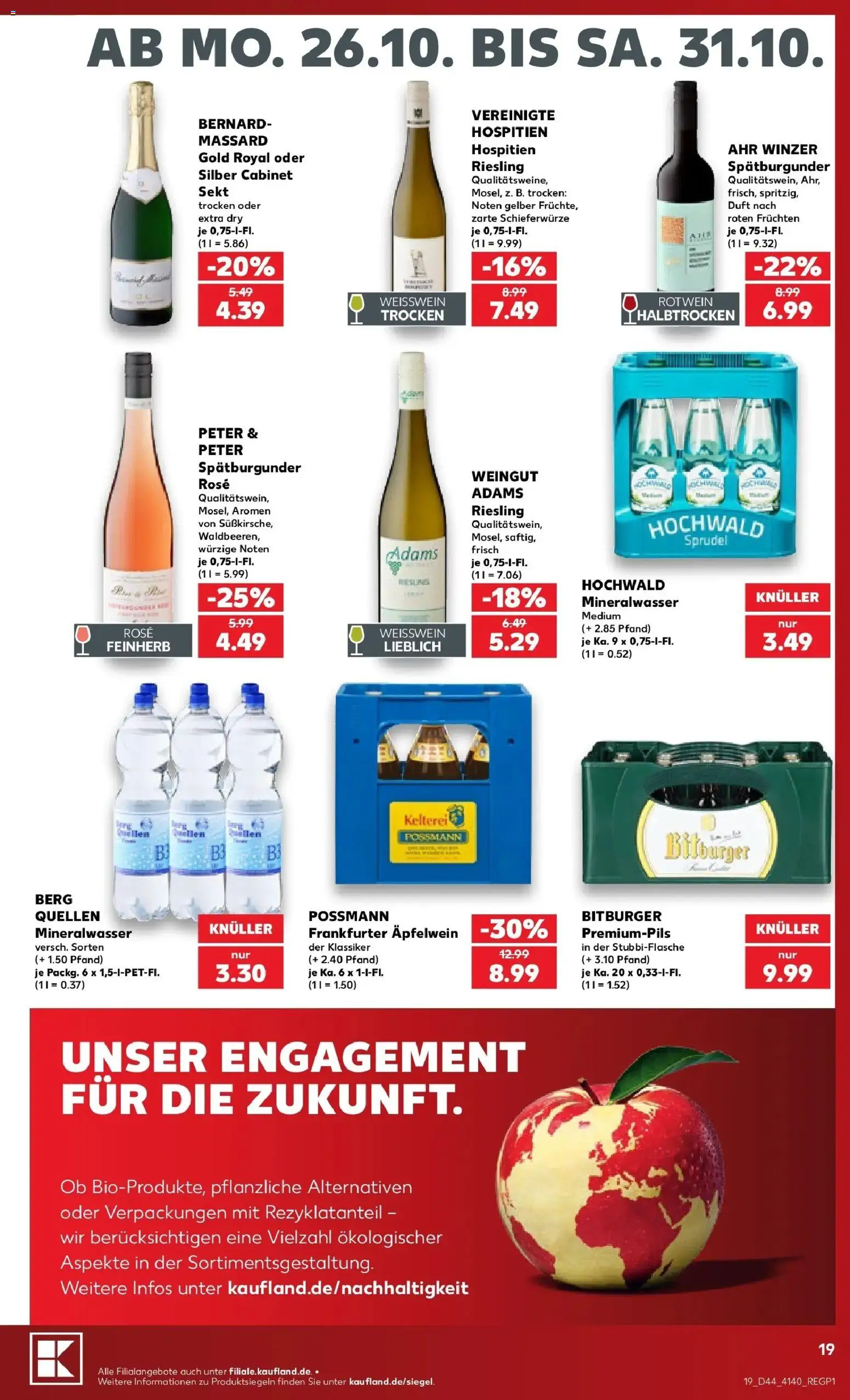 Prospekt Kaufland ab 26.10.2026 » Angebote Online zum Blättern | Seite: 23 | Produkte: Bitburger, Weißwein, Duft, Mineralwasser