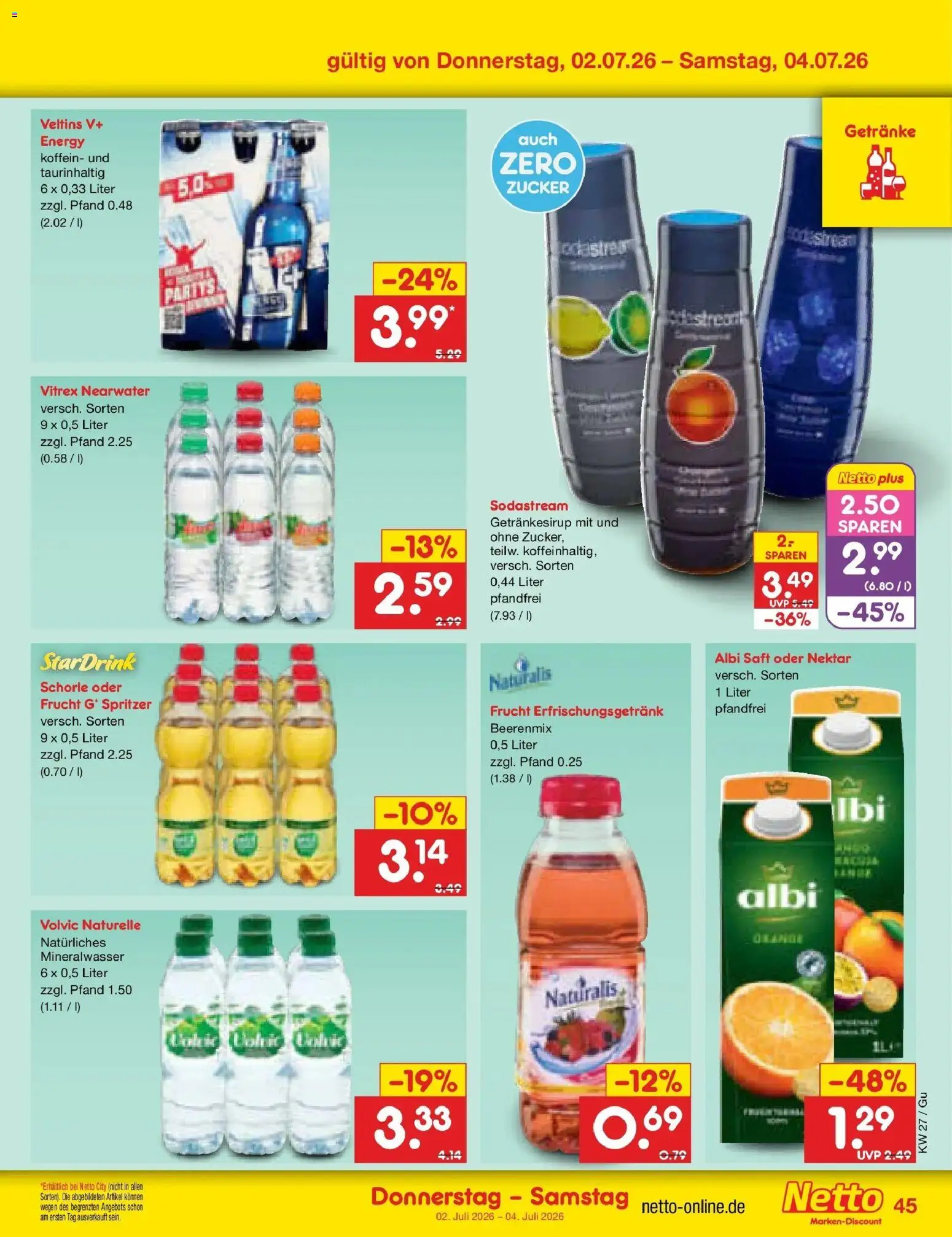 Netto Marken-Discount Prospekt Machern – gültig ab 29.06.2026 | Seite: 65 | Produkte: Mineralwasser, Zucker, Volvic, Sodastream