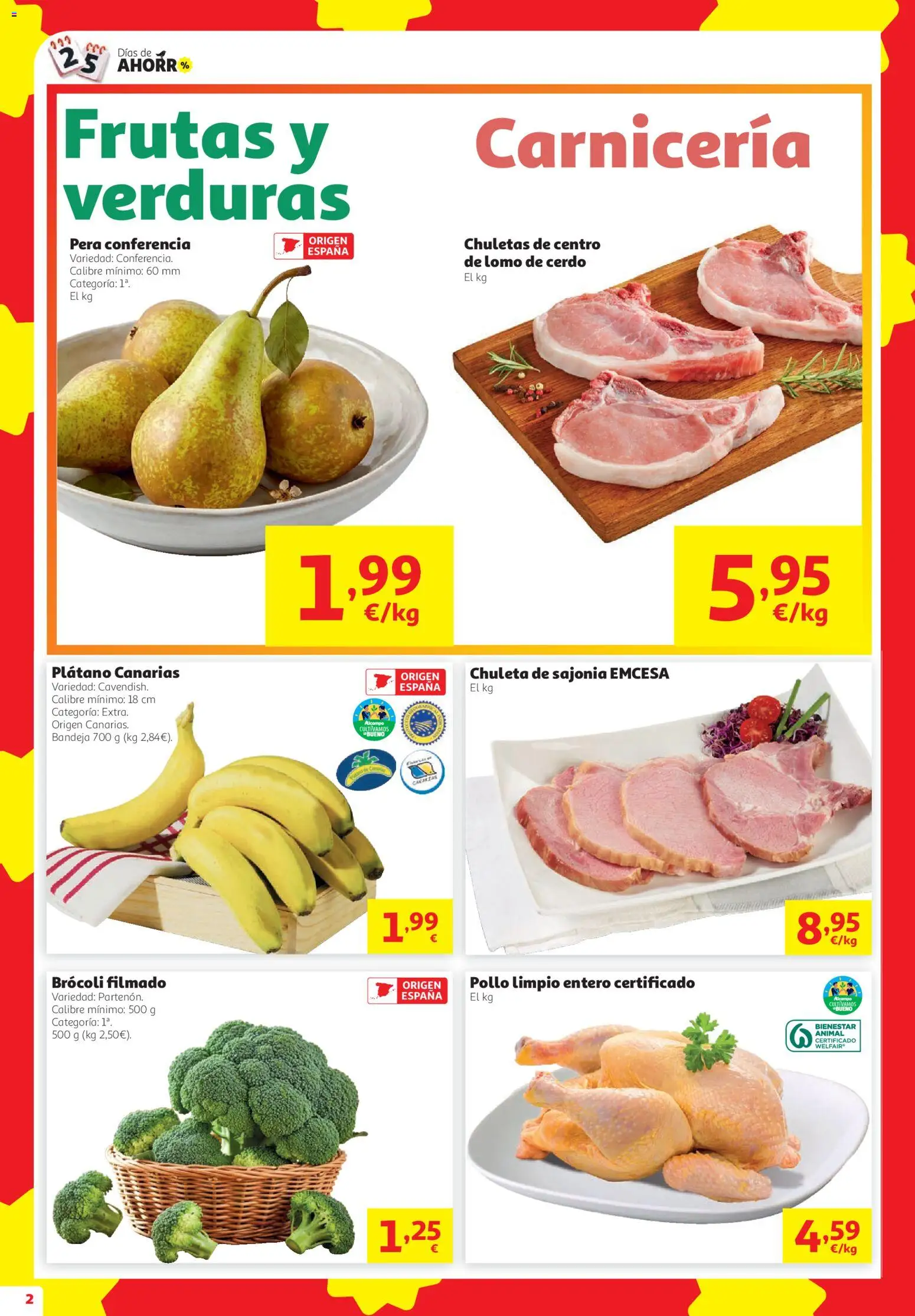 Alcampo Supermercado │ válido desde el 08/10/2026 | Página: 2 | Productos: Verduras, Cerdo, Lomo de cerdo, Brócoli