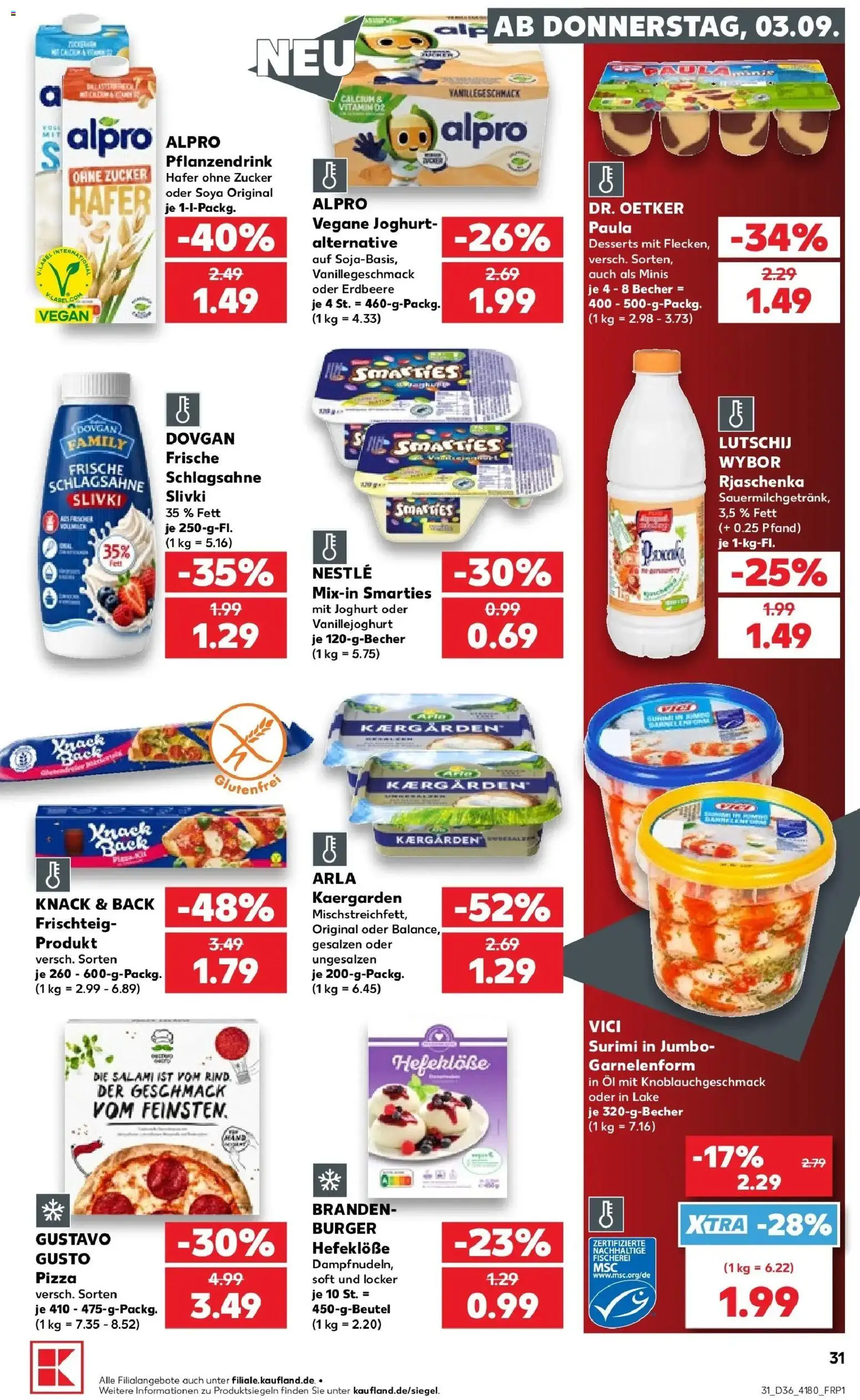 Prospekt Kaufland ab 31.08.2026 » Angebote Online zum Blättern | Seite: 48 | Produkte: Joghurt, Öl, Alpro, Pizza