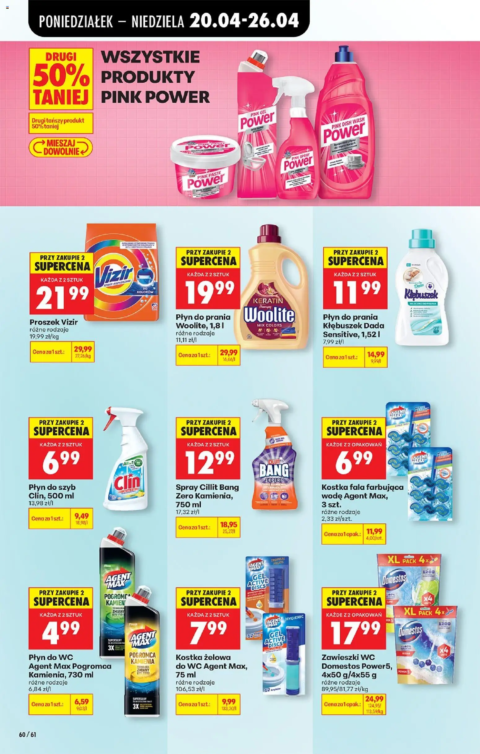 Biedronka gazetka od poniedziałku od 20.04.2026 | Strona: 98 | Produkty: Płyn do prania Kłębuszek, Cleaner, Domestos, Detergent