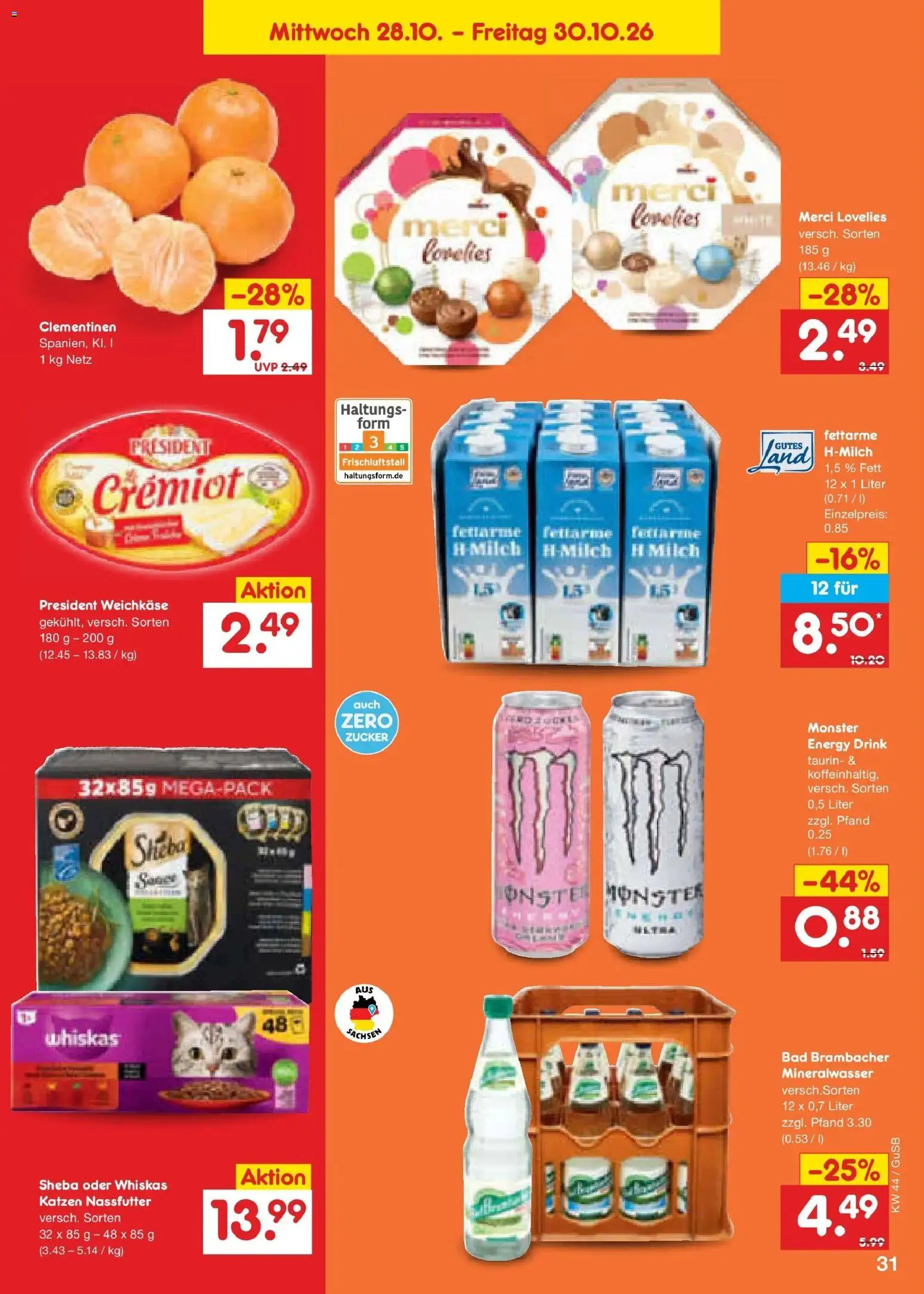 Netto Marken-Discount Prospekt Machern – gültig ab 26.10.2026 | Seite: 47 | Produkte: Milch, Energy, Bad, Mineralwasser