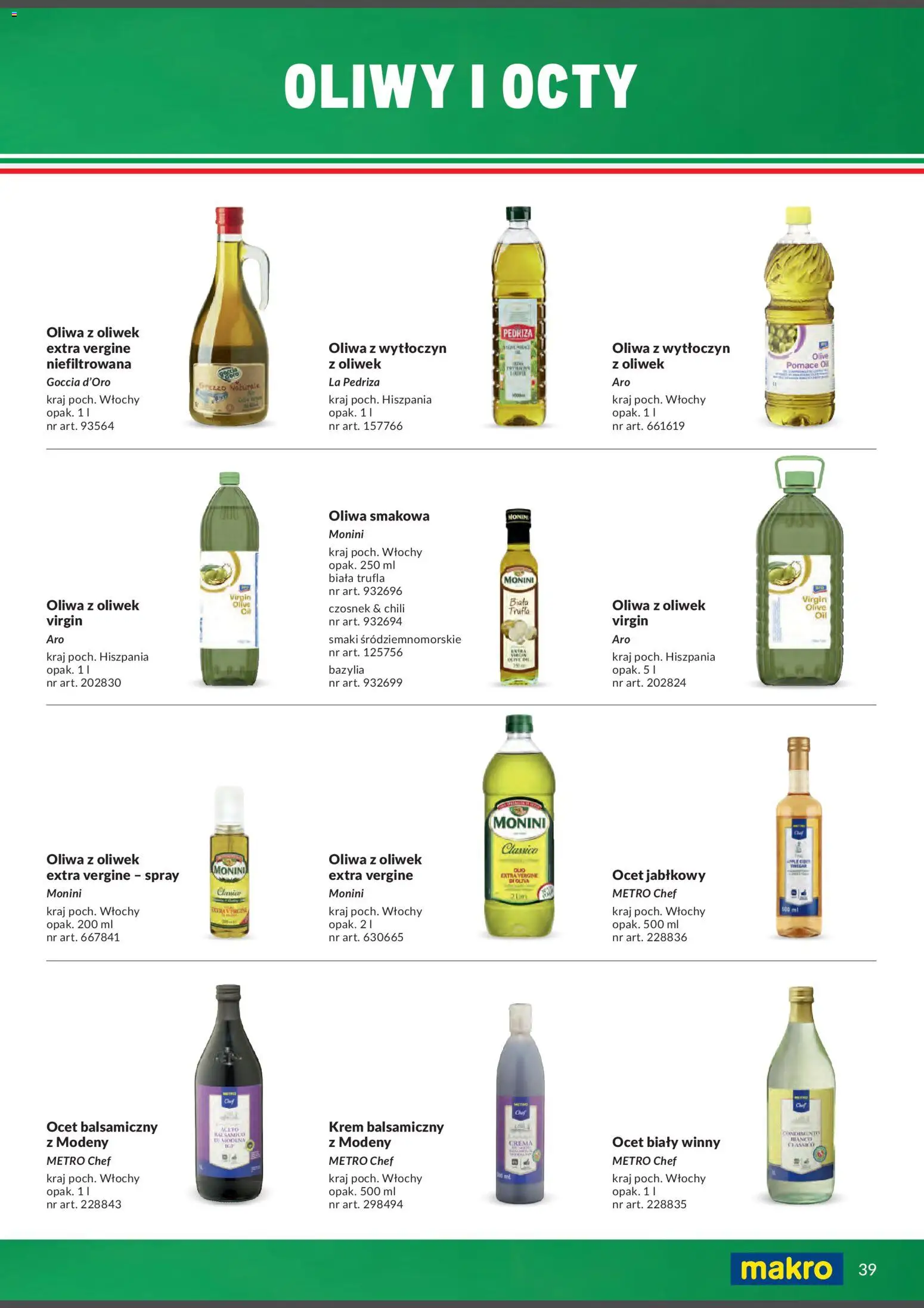 Makro Gazetka - Italia od 01.02.2026 | Strona: 39 | Produkty: Chili, Krem balsamiczny, Ocet jabłkowy, Monin