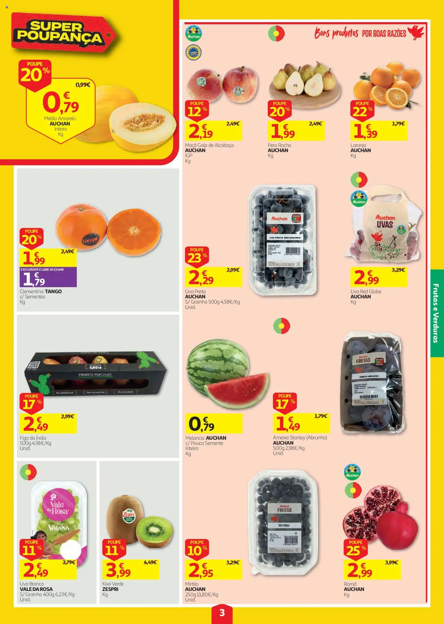 Auchan folheto │ válido de 03/09/2026 | Página: 3 | Produtos: Romã, Frutas, Kiwi, Uvas