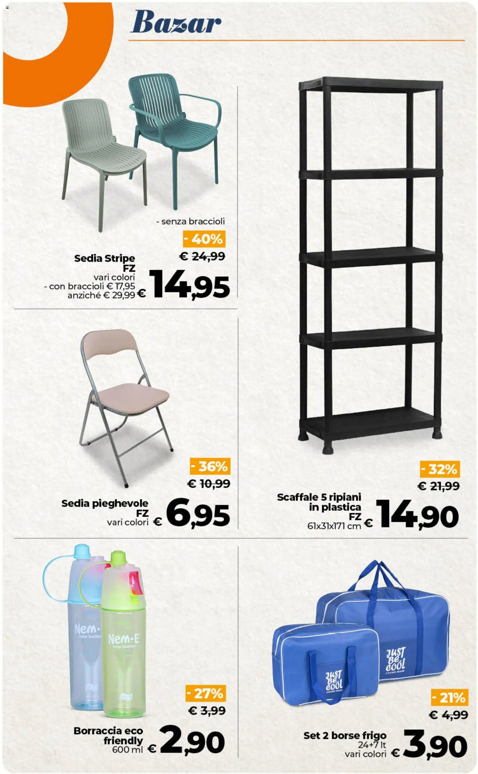 Volantino Ipercoop del 11/08/2026 | Pagina: 57 | Prodotti: Braccioli, Scaffale, Borraccia, Sedia