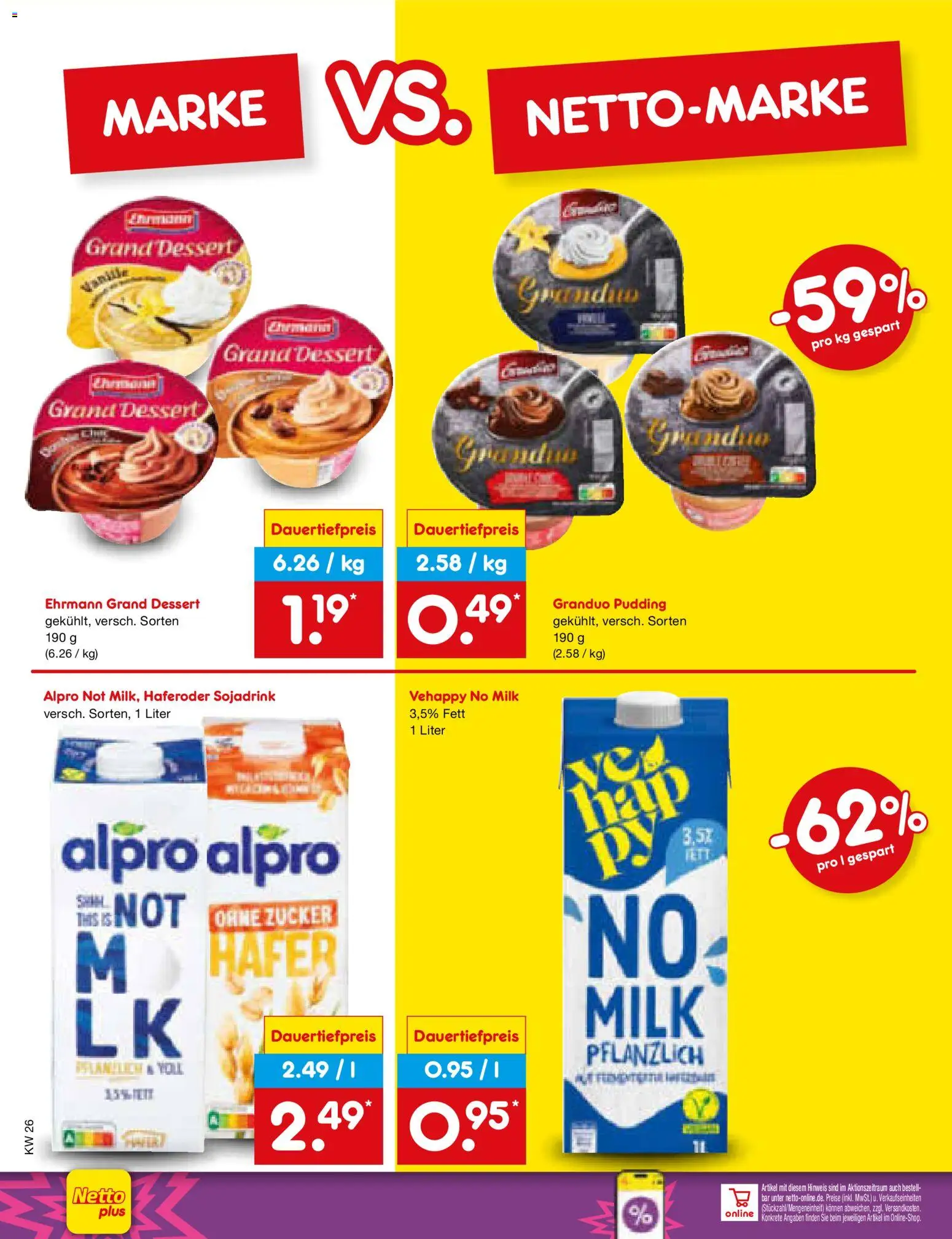 Netto Marken-Discount Prospekt – gültig ab 22.06.2026 | Seite: 24 | Produkte: Ehrmann grand dessert, Pudding, Alpro, Zucker