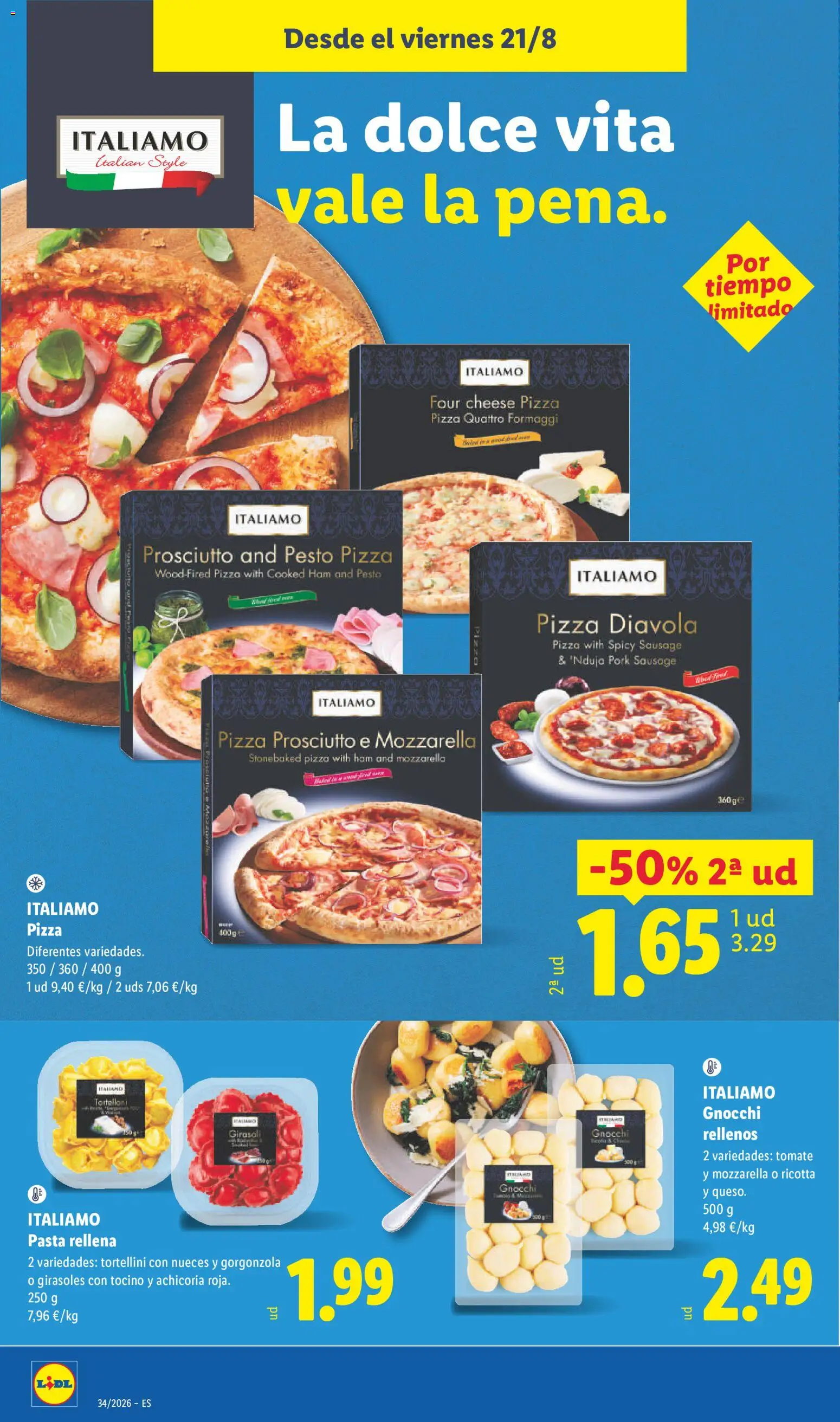 Lidl folleto │ válido desde el 17/08/2026 | Página: 40 | Productos: Nueces, Pizza, Mozzarella, Pasta