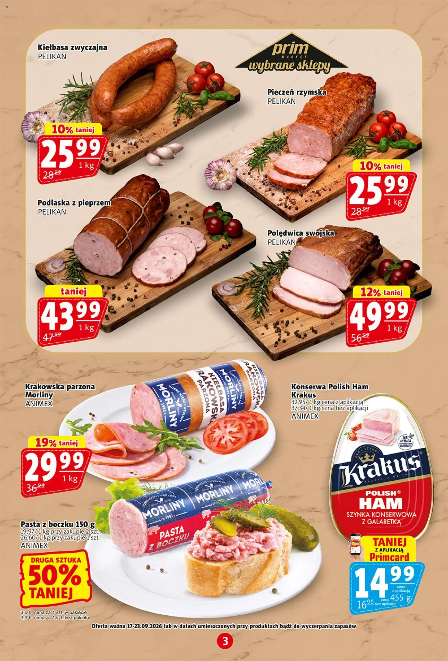 Prim Market gazetka od 17.09.2026 | Strona: 3 | Produkty: Galaretka, Szynka, Wędliny, Pasta