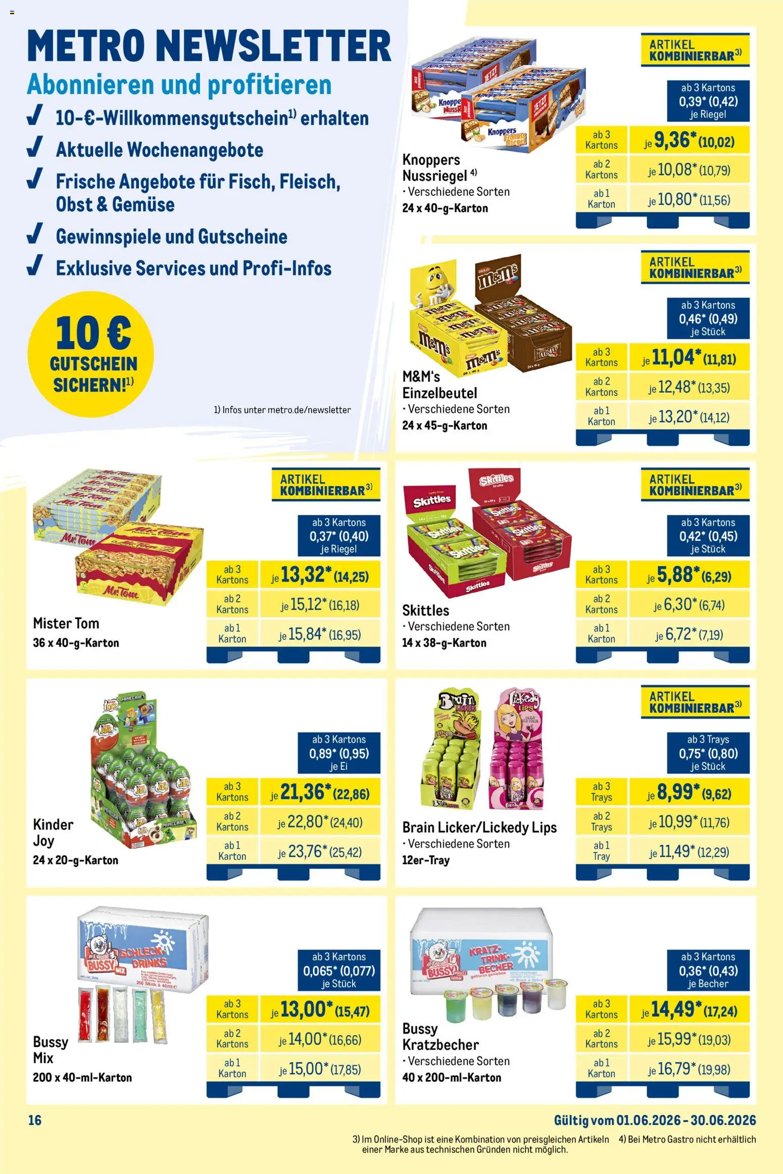 Metro Monats-Mix – gültig ab 01.06.2026 | Seite: 16 | Produkte: M&M's, Gemüse, Obst, Knoppers