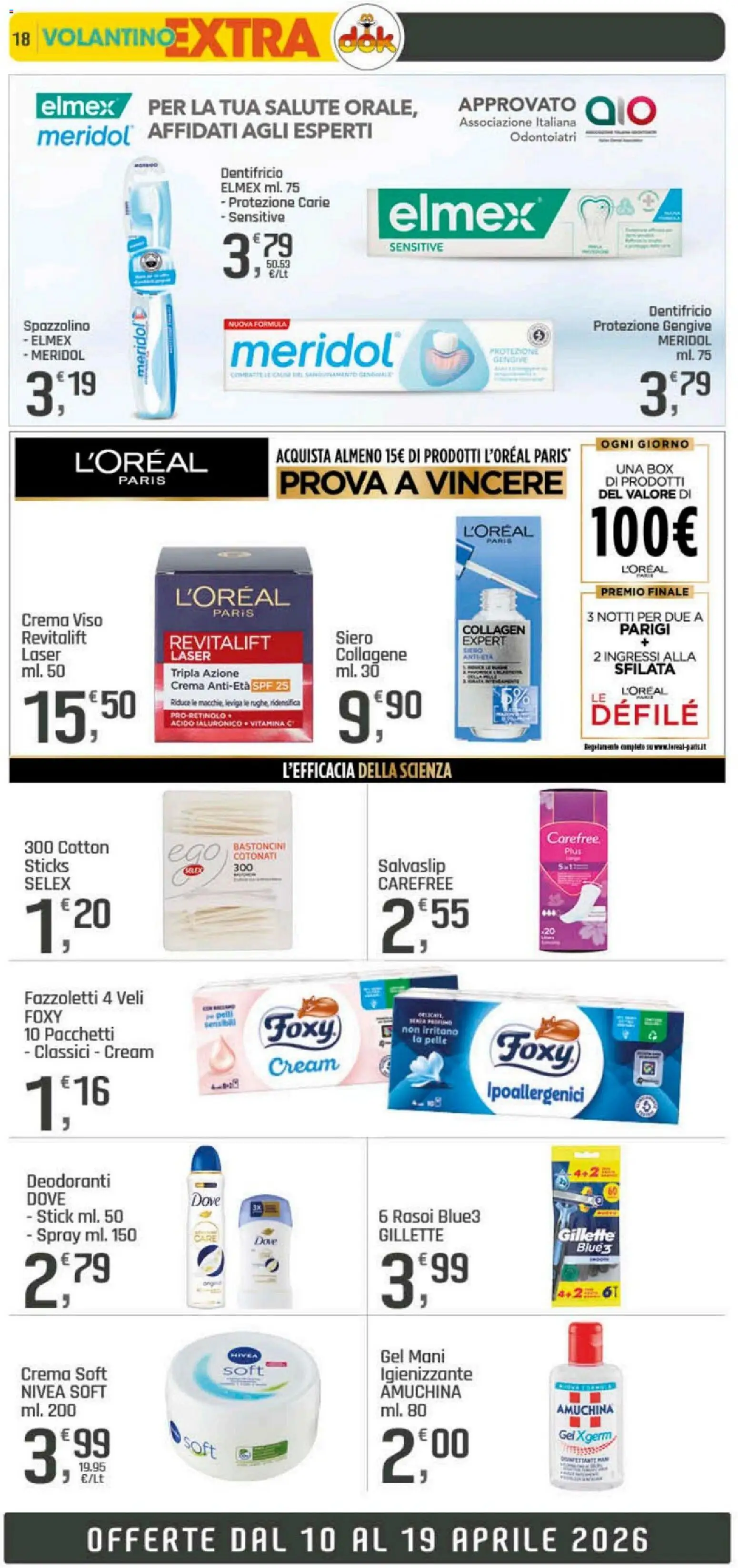 Volantino DOK del 10.04.2026 | Pagina: 18 | Prodotti: Crema, Dentifricio, Crema viso, Fazzoletti