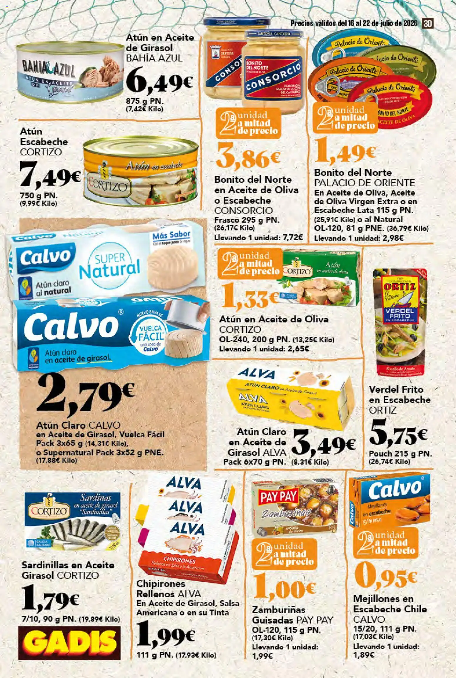Gadis folleto │ válido desde el 16/07/2026 | Página: 30 | Productos: Aceite, Aceite de oliva, Aceite de oliva virgen extra, Aceite de girasol