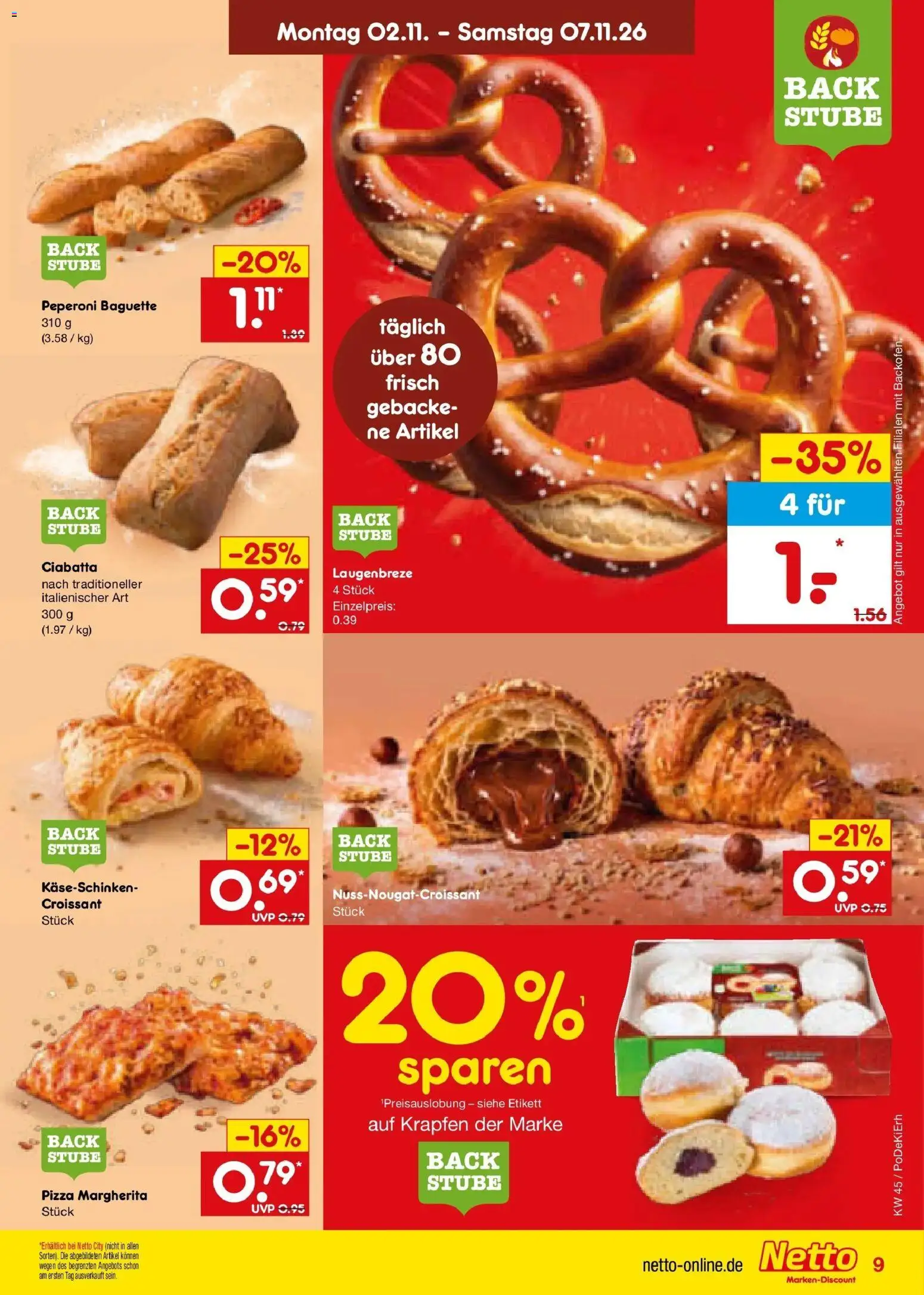 Netto Marken-Discount Prospekt Waiblingen-Bittenfeld (ab 02.11.2026) » Angebote | Seite: 13 | Produkte: Baguette, Krapfen, Backofen, Pizza