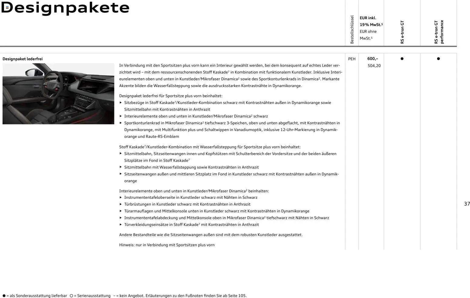 Audi  RS e-tron GT / RS e-tron GT performance – gültig ab 28.10.2025 | Seite: 37