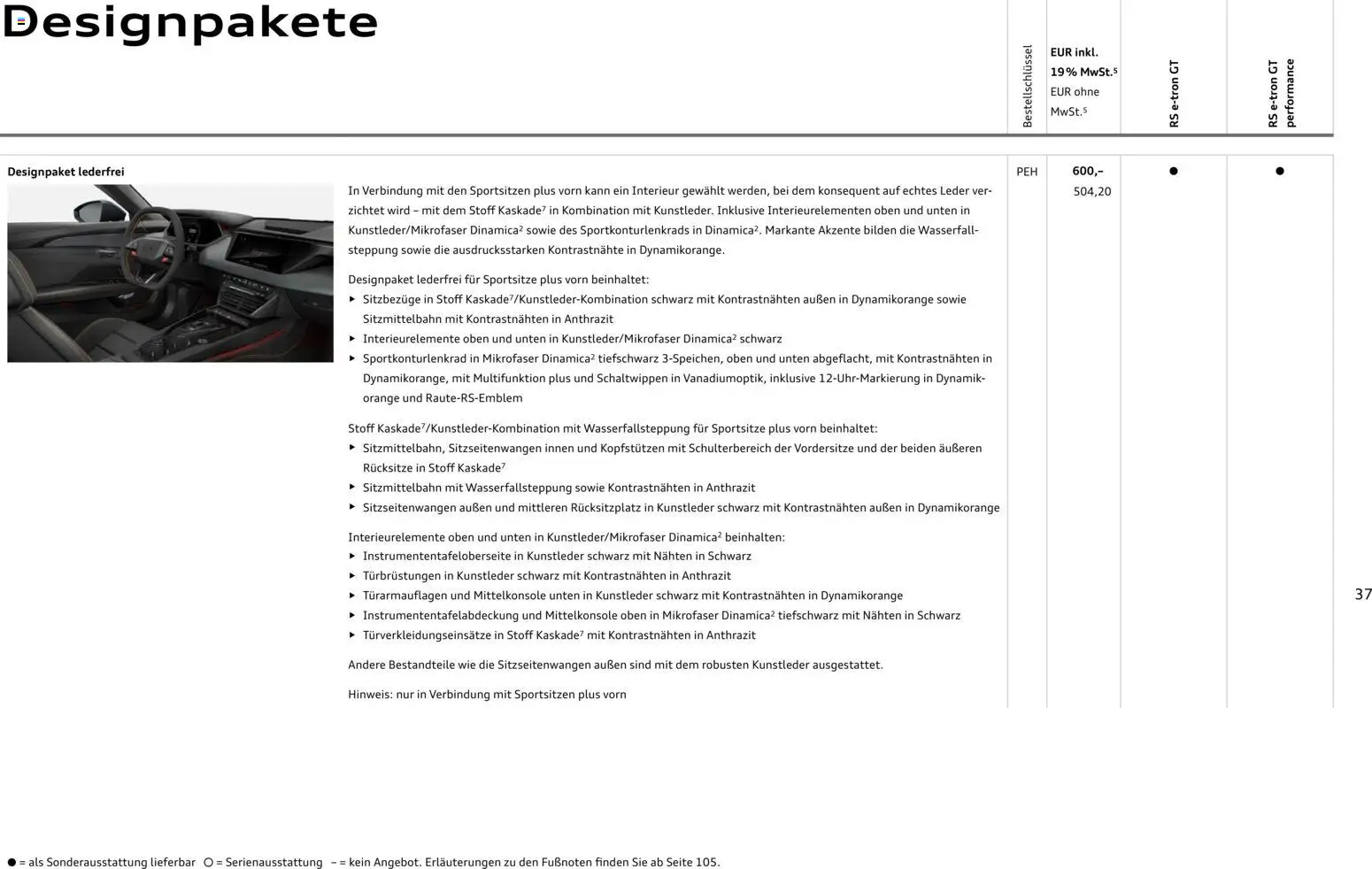 Audi  RS e-tron GT / RS e-tron GT performance – gültig ab 28.10.2025 | Seite: 37
