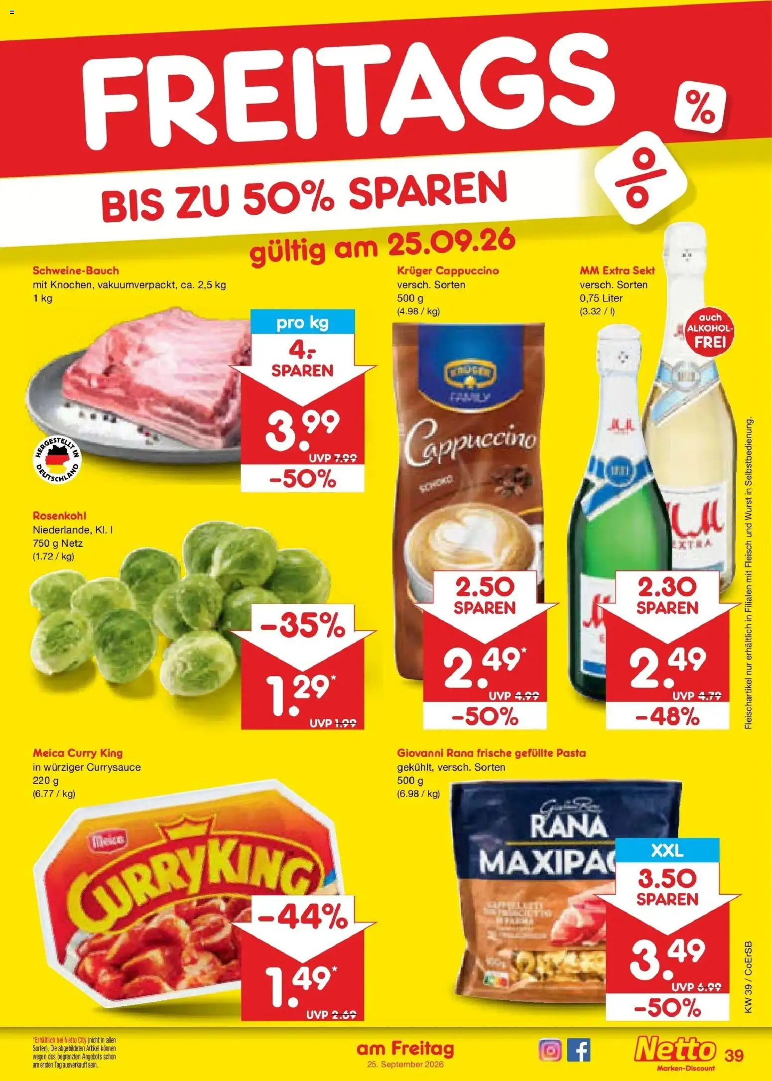 Netto Marken-Discount Prospekt Leipzig – gültig ab 21.09.2026 | Seite: 55 | Produkte: Schweinebauch, Alkohol, Pasta, Fleisch