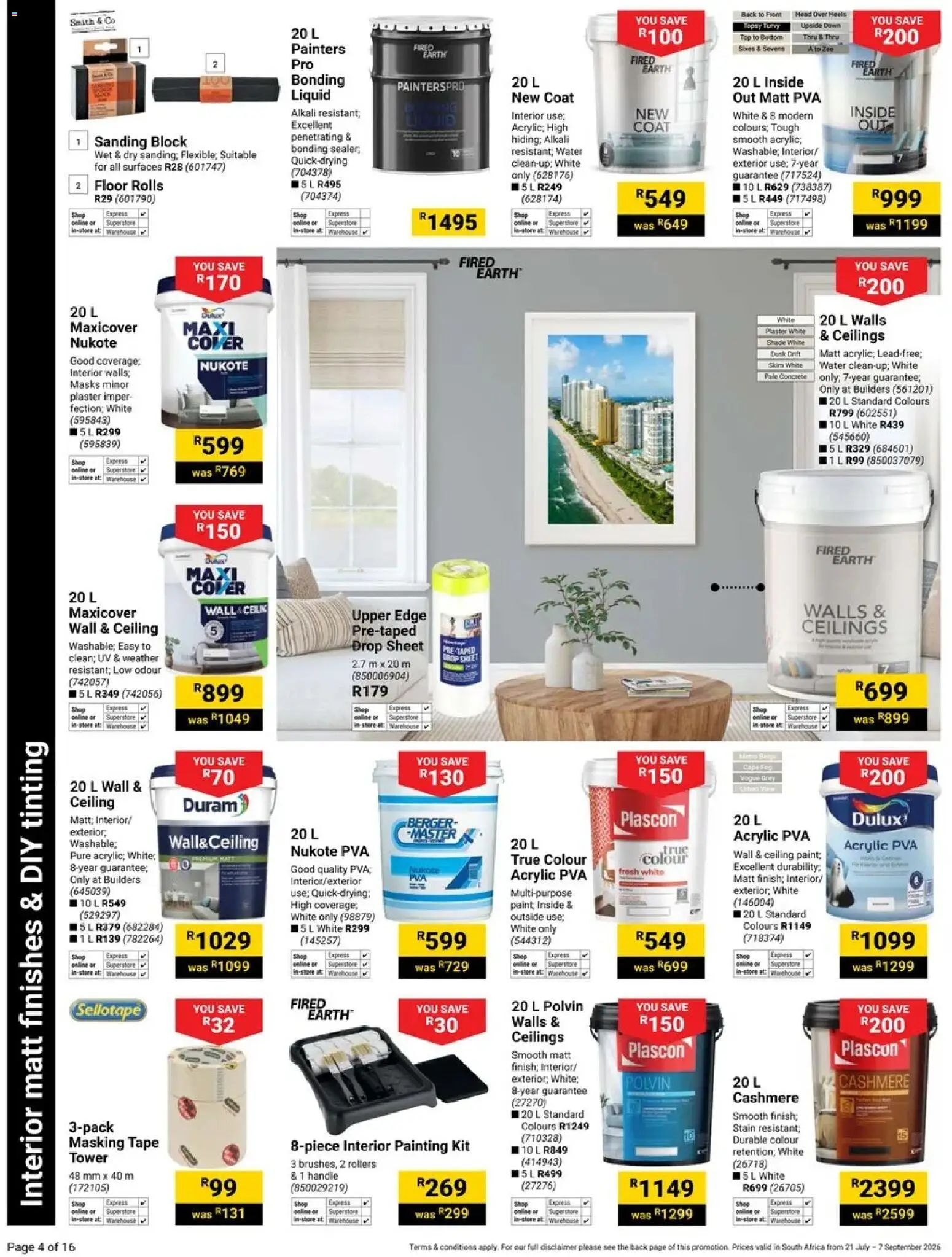 New Builders catalogue – valid from 21/07/2026 | Page: 4 | Products: Coat, Agua con gas, Polvin, Plaster