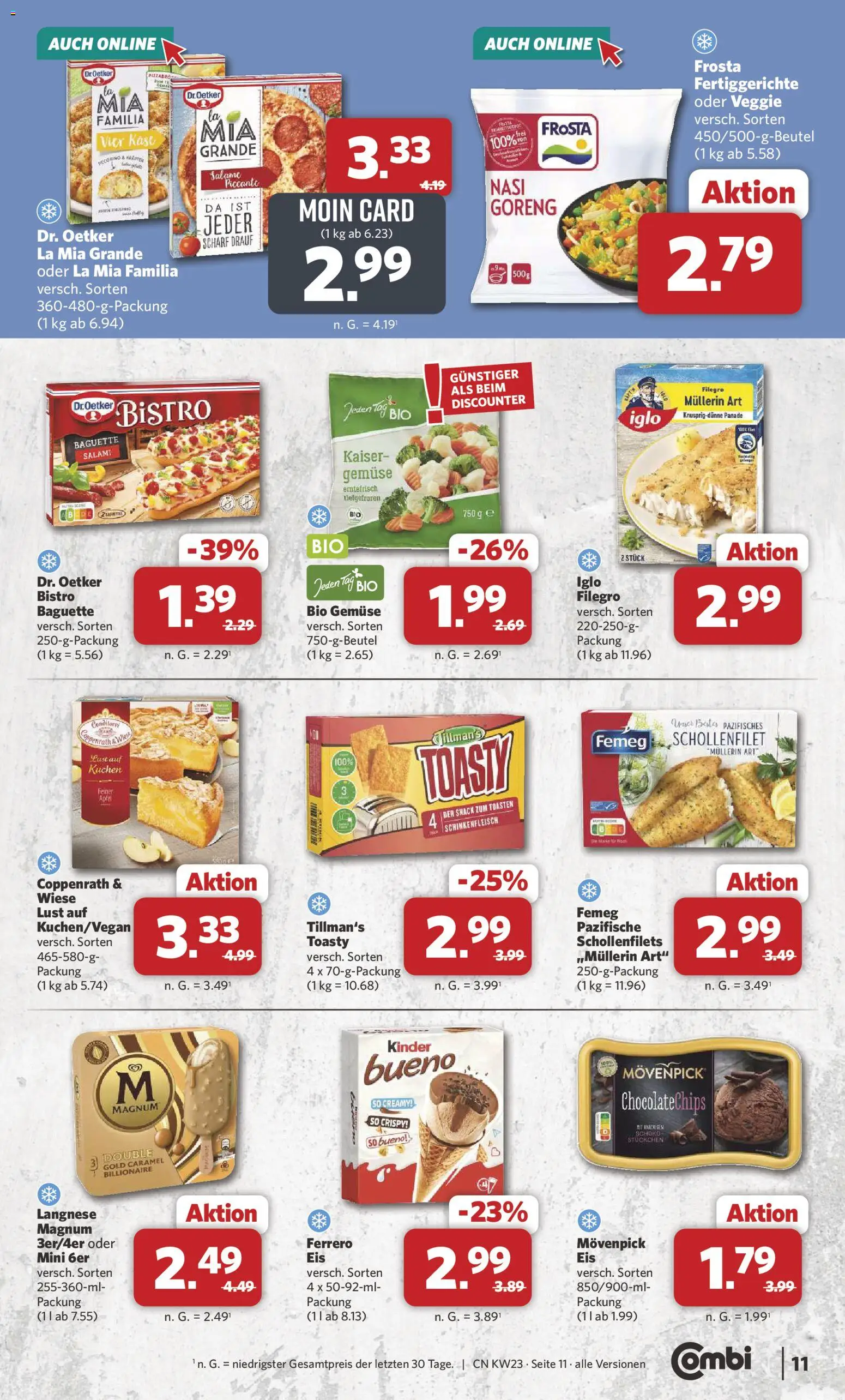 Combi Prospekt – gültig ab 01.06.2026 | Seite: 11 | Produkte: Iglo, Kinder bueno, Frosta, Gemüse