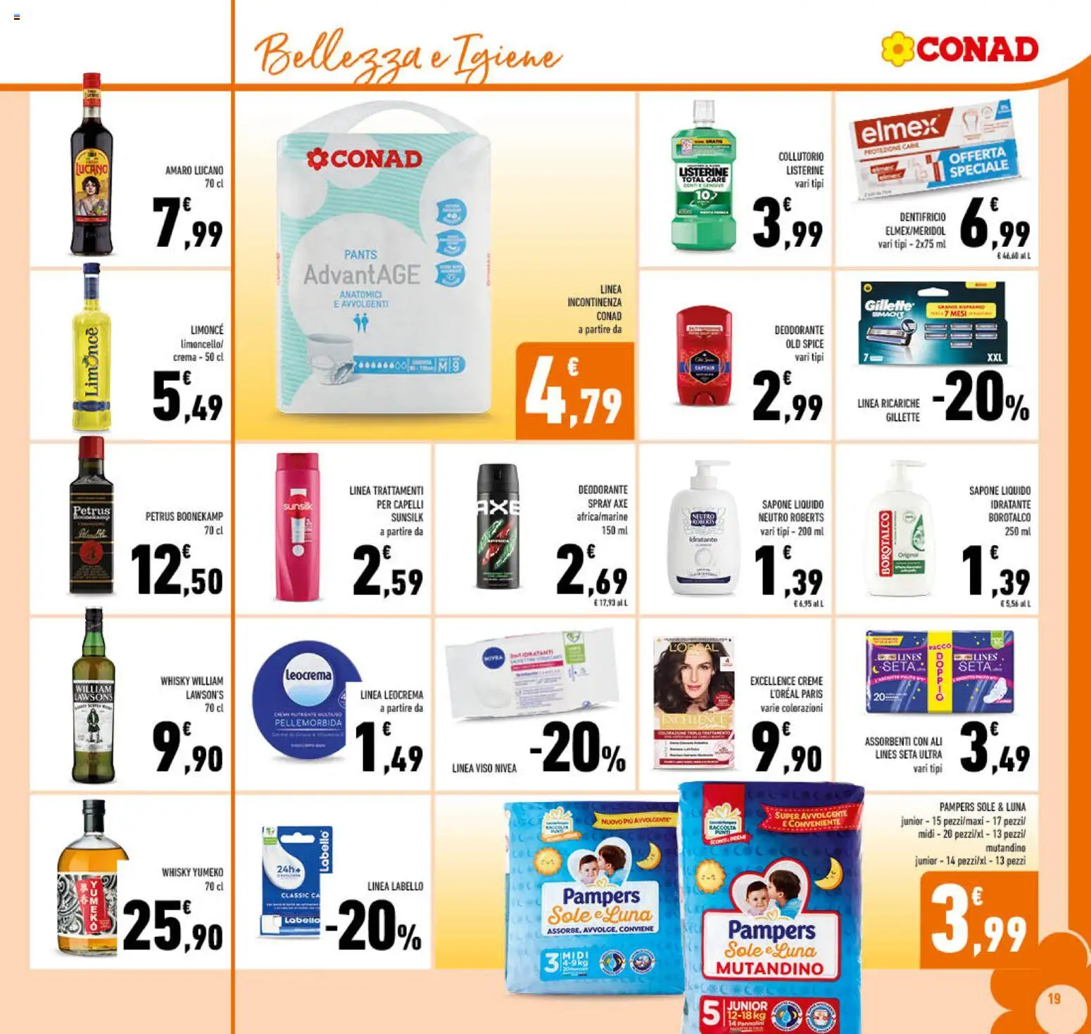 Volantino Conad del 23/09/2026 | Pagina: 19 | Prodotti: Deodorante, Dentifricio, Collutorio, Whisky
