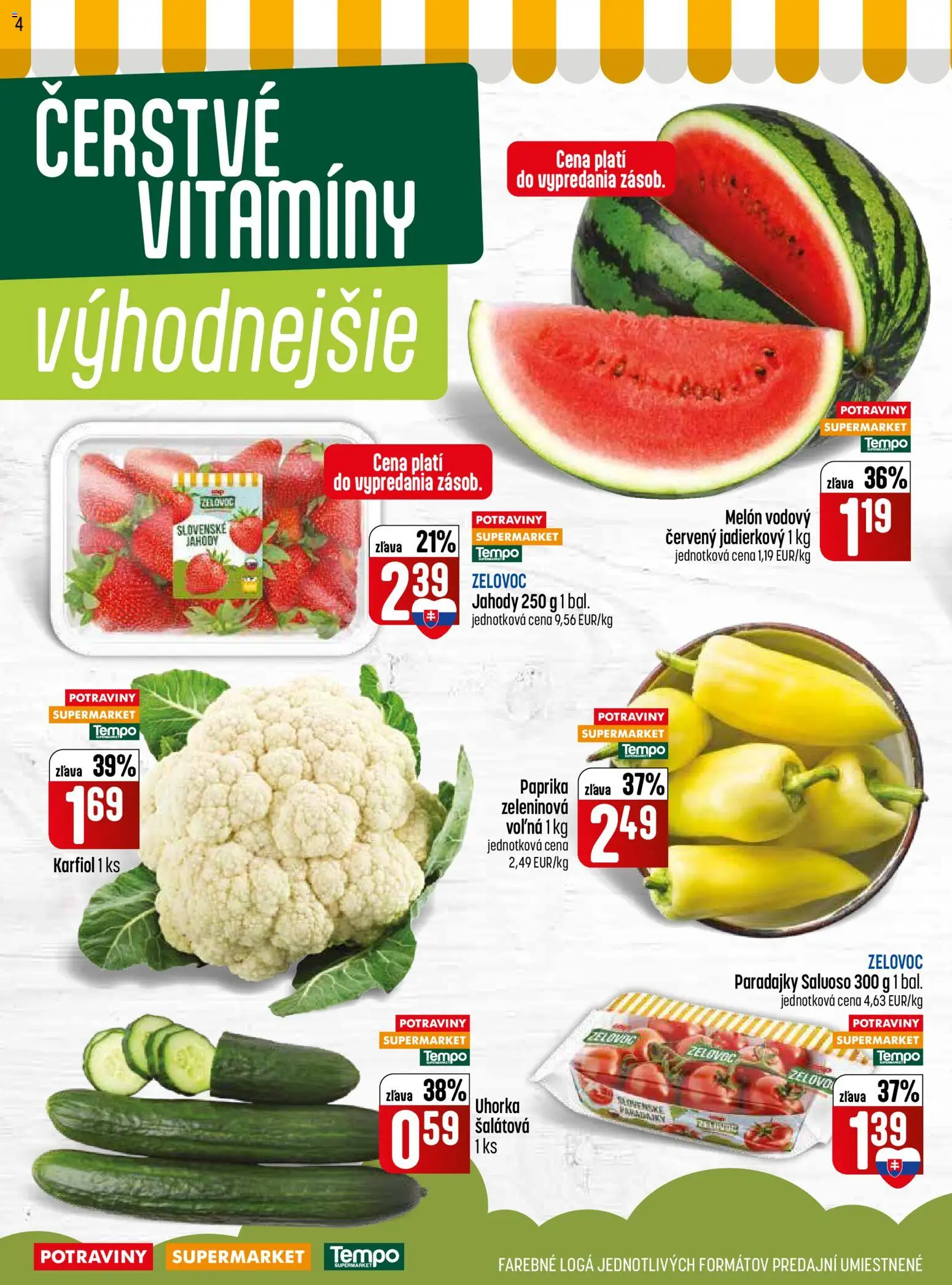 Nové COOP Jednota akcie – leták je platný od 11.06.2026 | Strana: 4 | Produkty: Paprika, Paradajky, Karfiol, Jahody