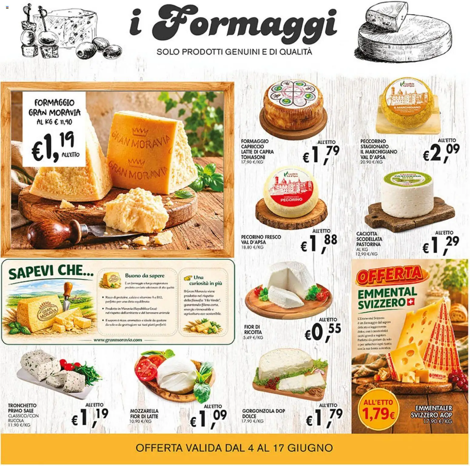 Volantino Coal del 04.06.2026 | Pagina: 6 | Prodotti: Sale, Mozzarella, Ricotta, Pecorino