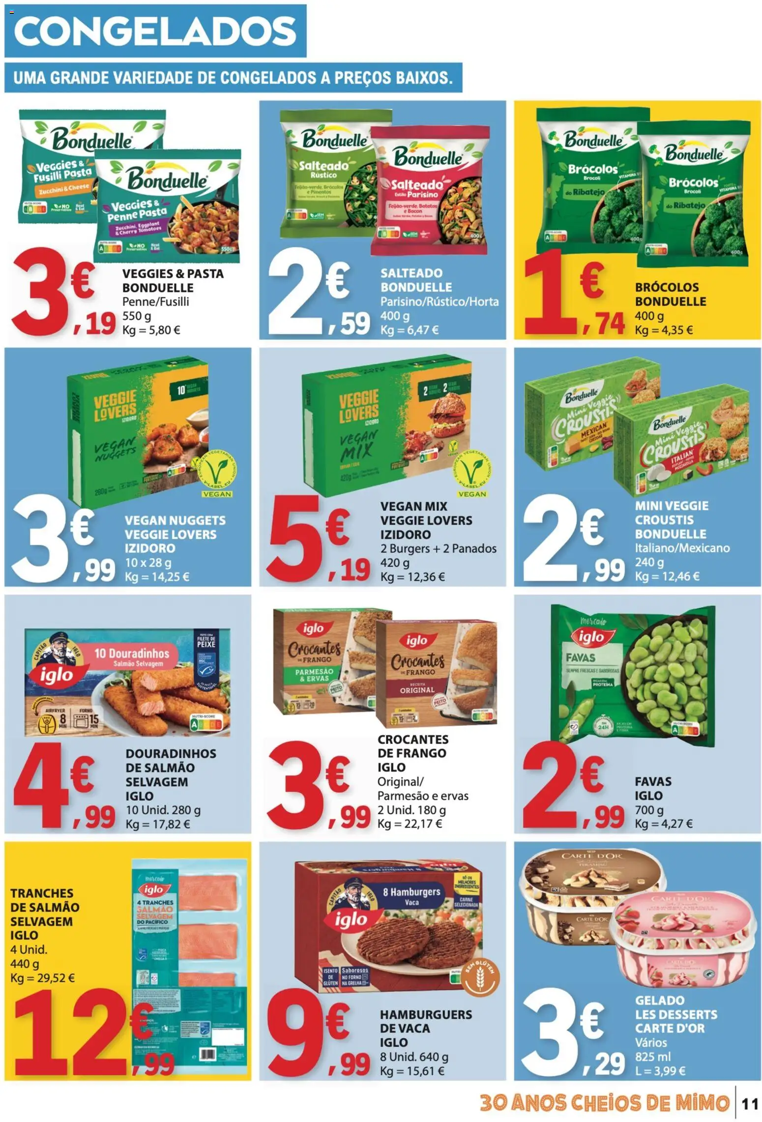 E.Leclerc folheto │ válido de 30.04.2026 | Página: 11 | Produtos: Bacon, Favas, Salmão, Proteina